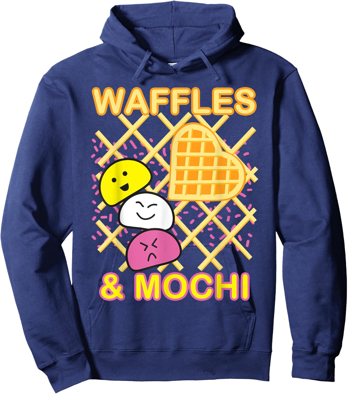 MOCHI and WAFFLES Cute Kawaii Japanese Ice cream Retro 90s Men Women Kids Hoodie - Hoodie | Navy