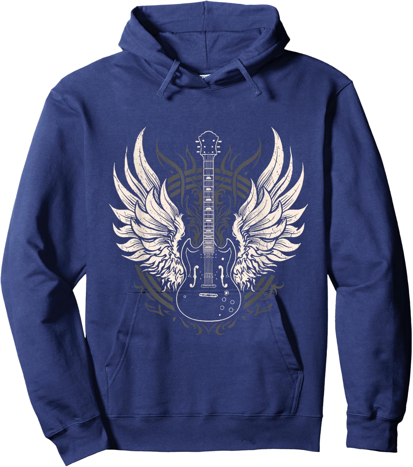 Guitar Wings Vintage Retro 80s Rock & Roll Music Hoodie - Hoodie | Navy