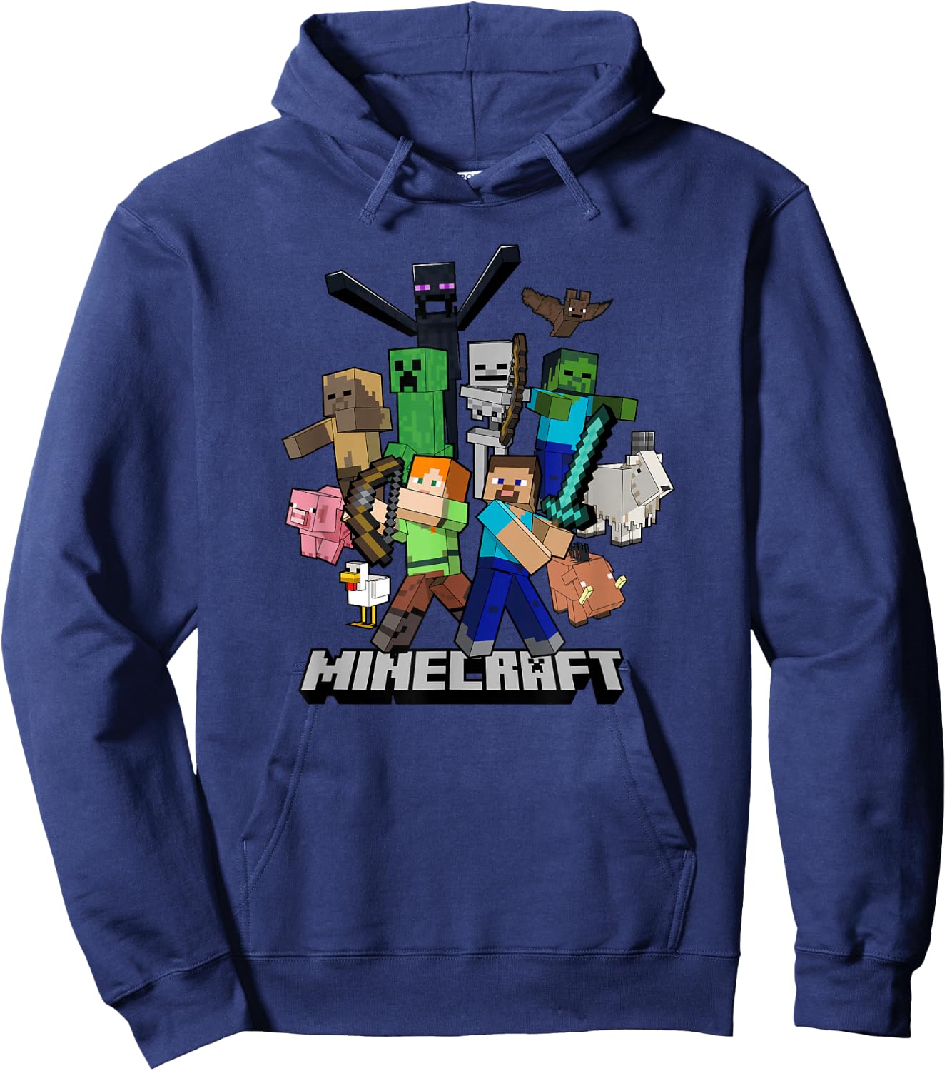 Minecraft Heroes & Enemies Group Shot Hoodie - Hoodie | Navy
