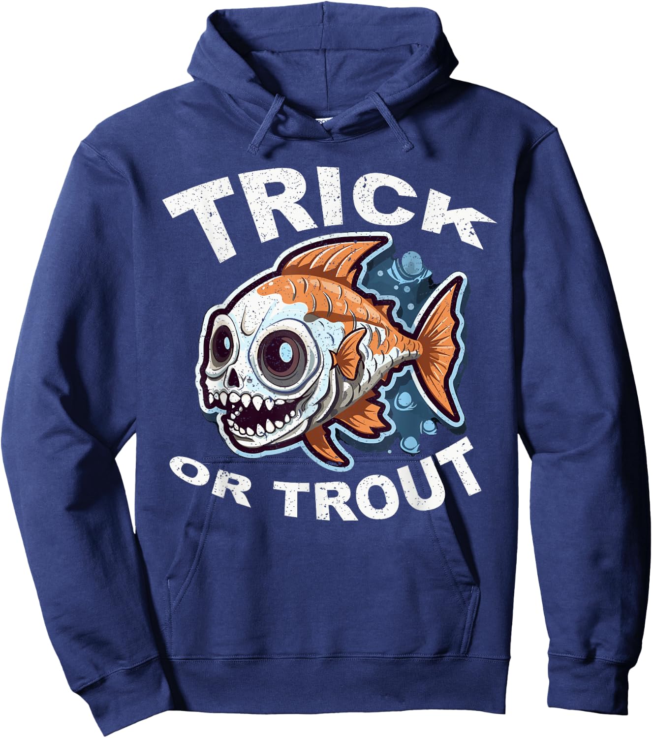 Fish Halloween Fishing Trick Or Treat Spooky Fisherman Hoodie - Hoodie | Navy