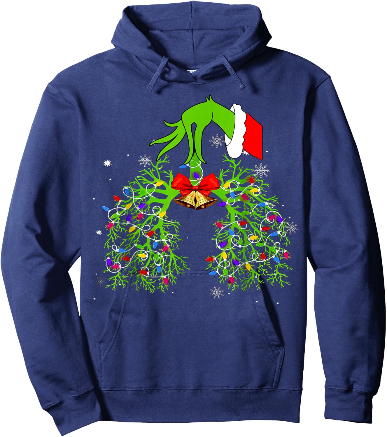 Christmas Nurse, Respiratory Therapist, Lung Xmas Lights Hoodie - Hoodie | Navy