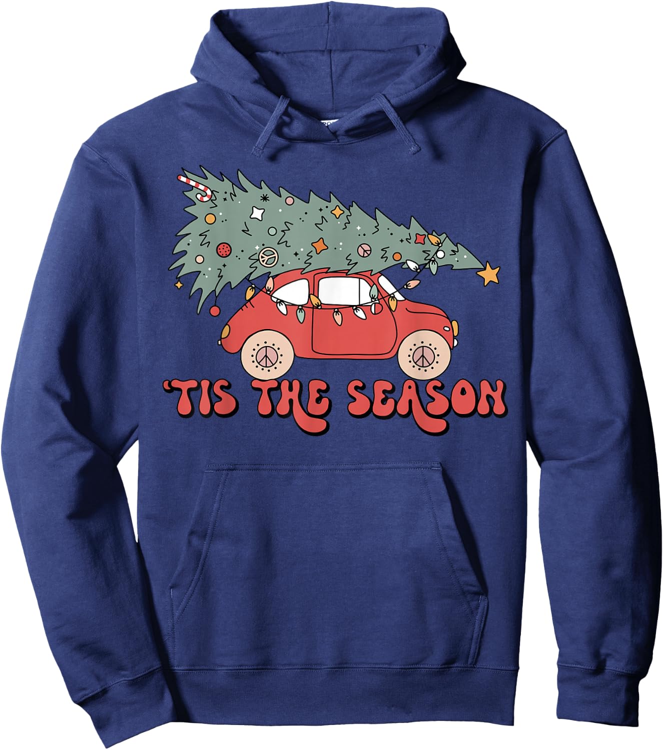 Tis' the Season Christmas Red Truck Matching Pjs Pajamas Hoodie - Hoodie | Navy