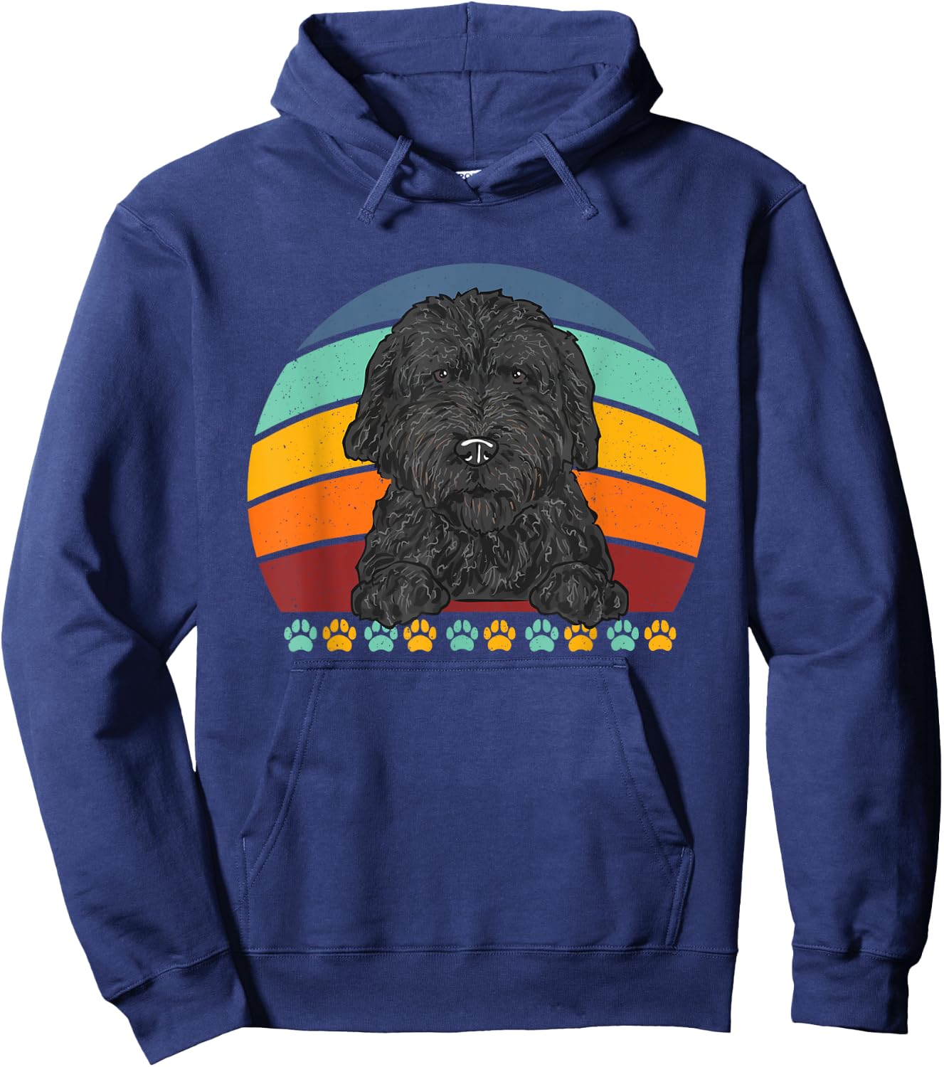 Black Goldendoodle Retro Vintage Dood Doodle Dog Hoodie - Hoodie | Navy