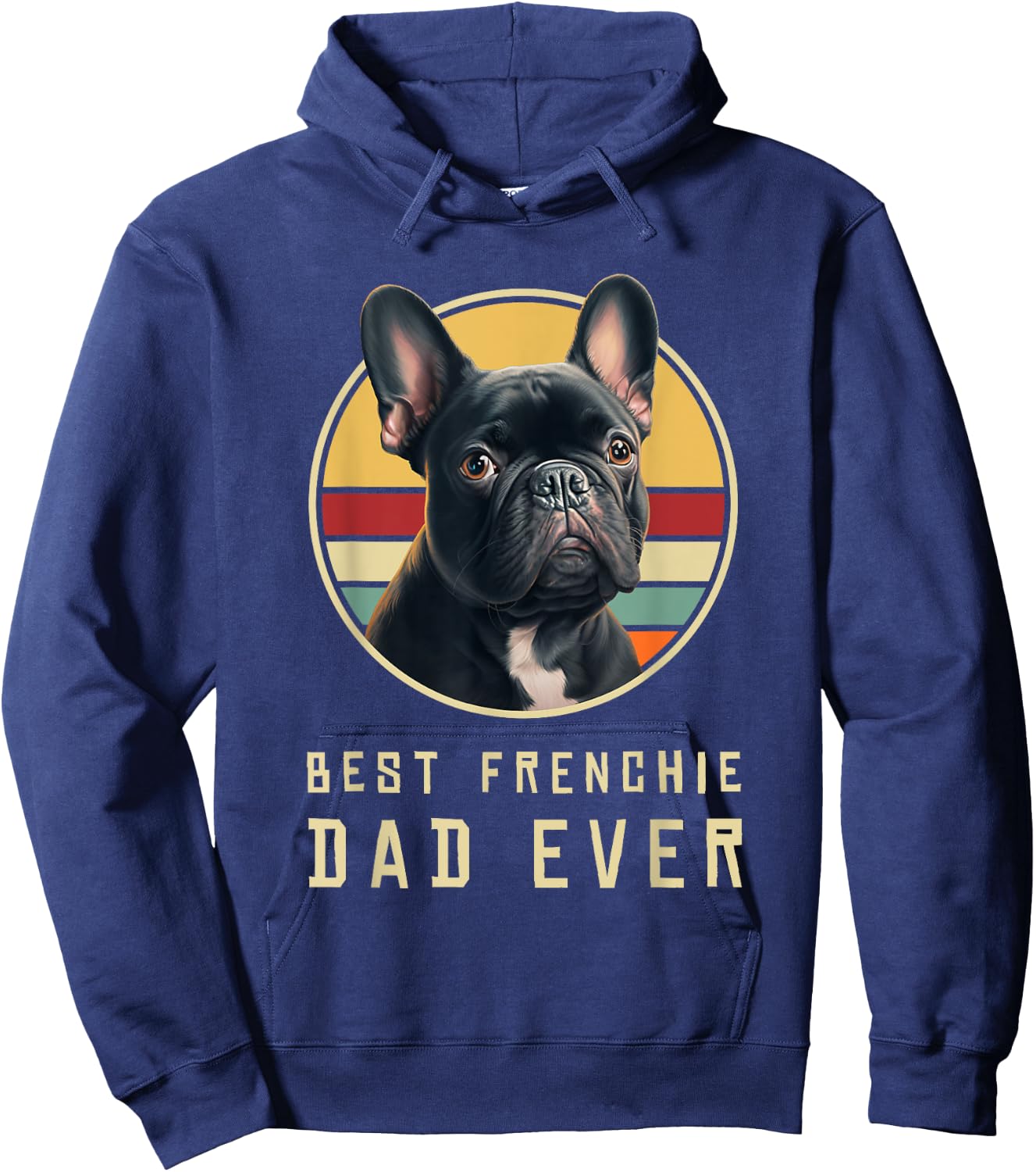 Funny French Bulldog Retro Outfits Clothes Frenchie Dog Dad Hoodie - Hoodie | Navy