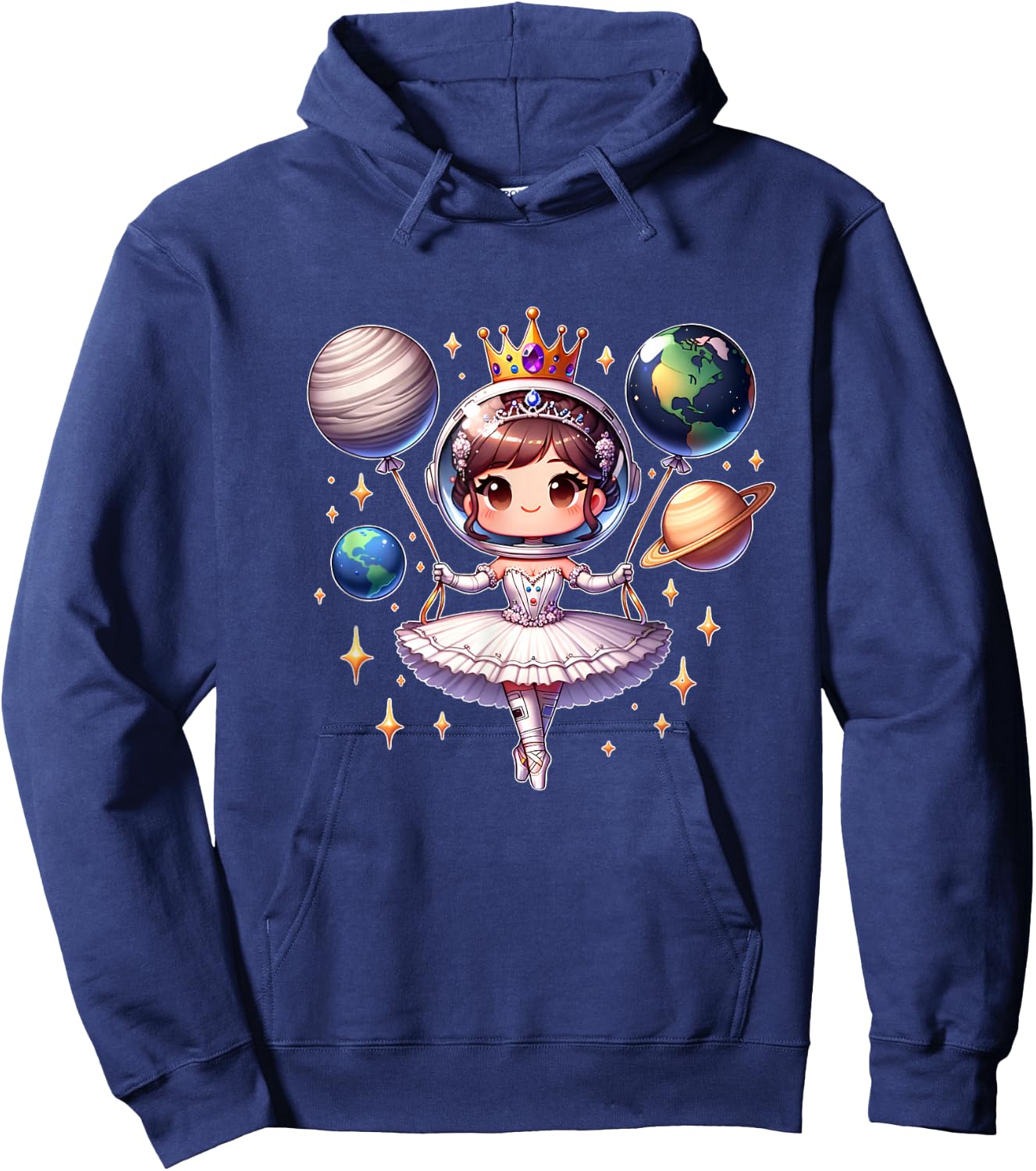 Cute Ballerina Girl Space Astronaut Funny Space Ballons Hoodie - Hoodie | Navy