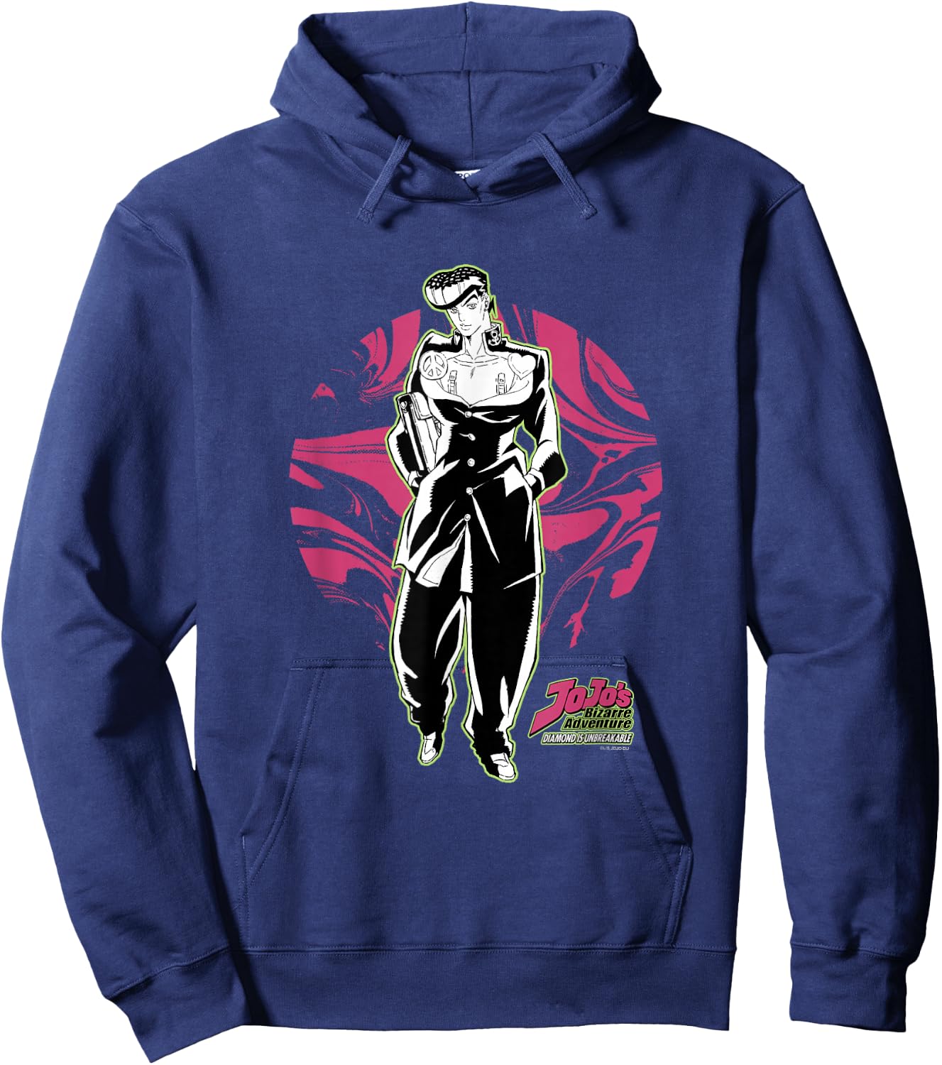 JoJo Part 4 Diamond is Unbreakable Josuke with Circle & Logo Hoodie - Hoodie | Navy