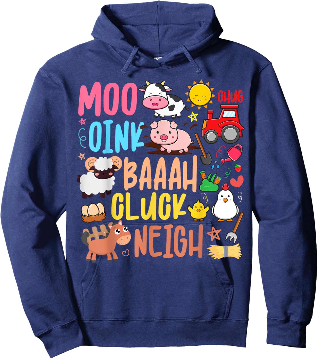 Farm Animals Sounds Oink Baa Neigh Cluck Moo Toddler Farmer Hoodie - Hoodie | Navy