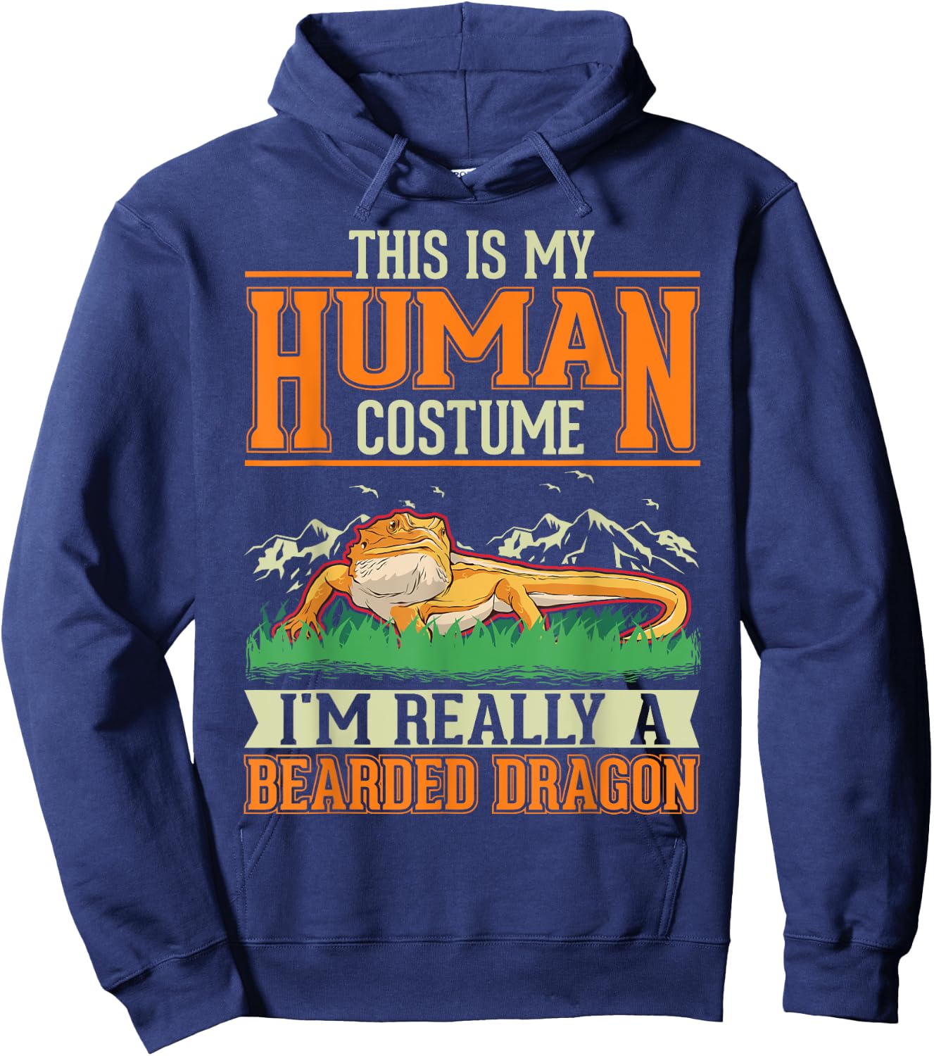 Bearded Dragon Human Costume Halloween Bearded Dragon Hoodie - Hoodie | Navy