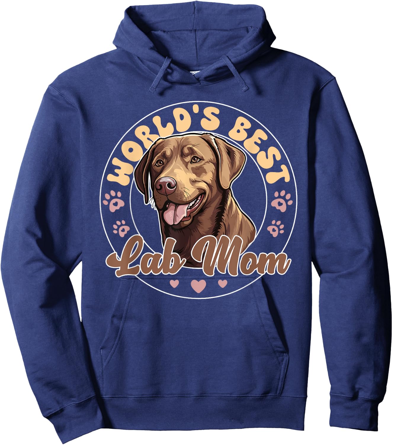 Retro Lab Dog Labrador Retirever Groovy World's Best Chocolate Lab Mom Hoodie - Hoodie | Navy