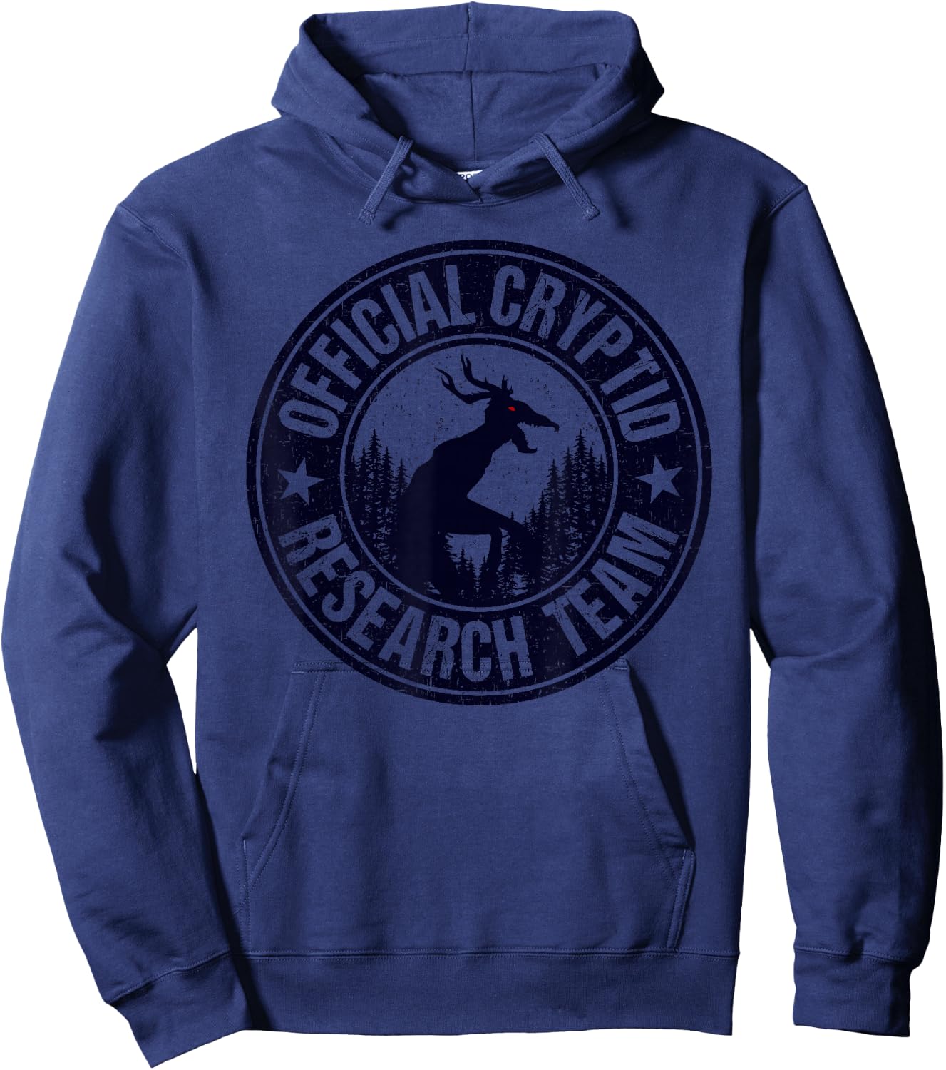 Official Cryptid Research Team Wendigo Retro Cryptozoology Hoodie - Hoodie | Navy
