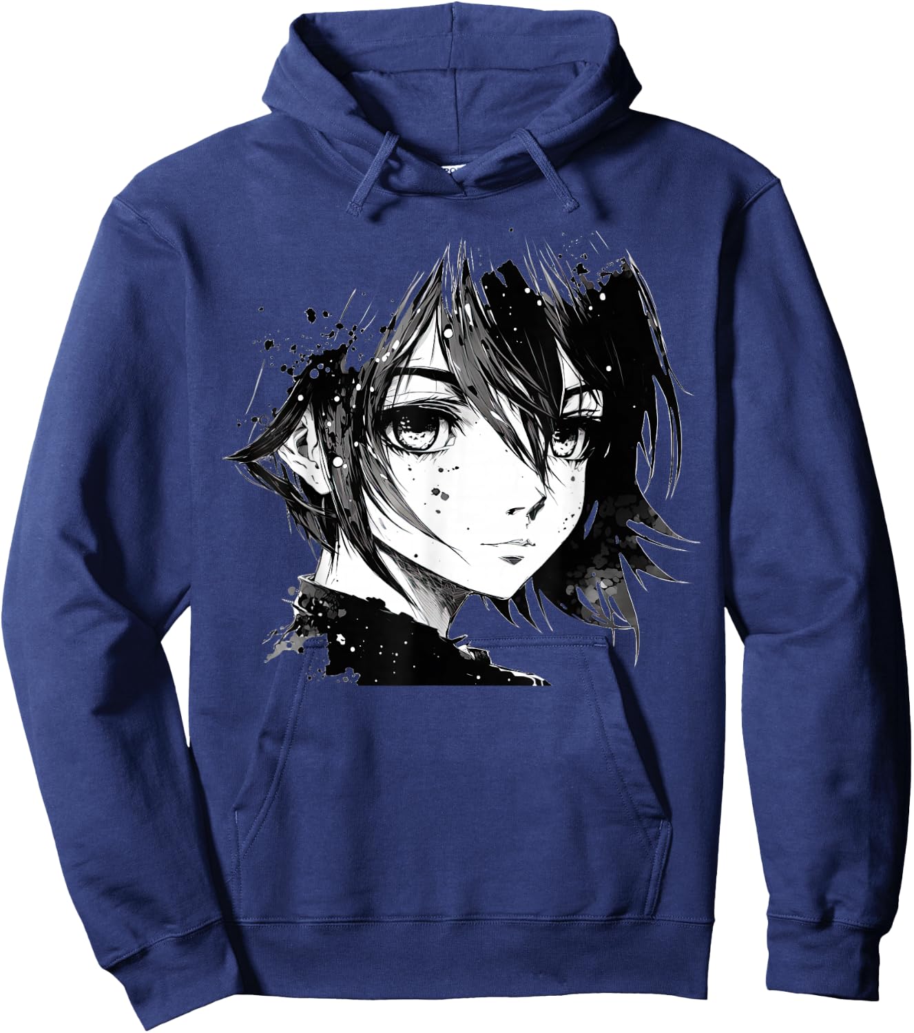 Anime Girl Anime Eyes Ink Art Sketch Drawing for Girls Teens Hoodie - Hoodie | Navy