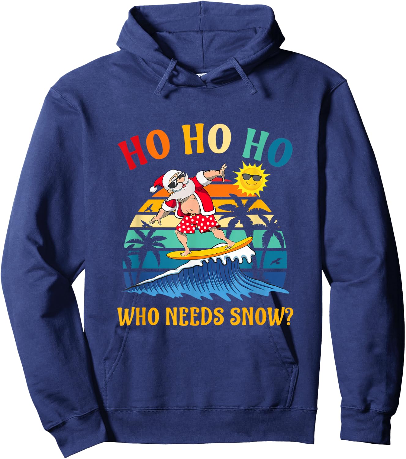 Funny Santa Surfing Summer Beach Vacation Women Kids Hoodie - Hoodie | Navy