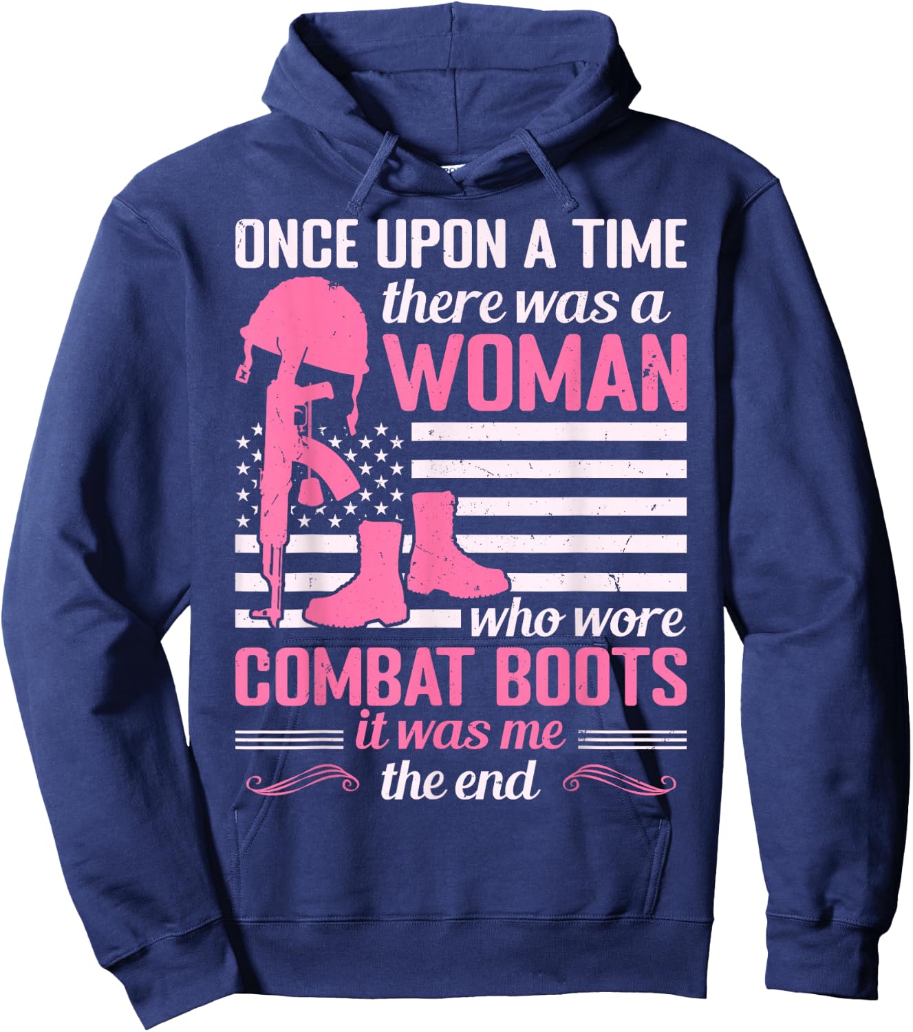Woman Who Wore Combat Boots Funny Female Veteran Mom Grandma Hoodie - Hoodie | Navy