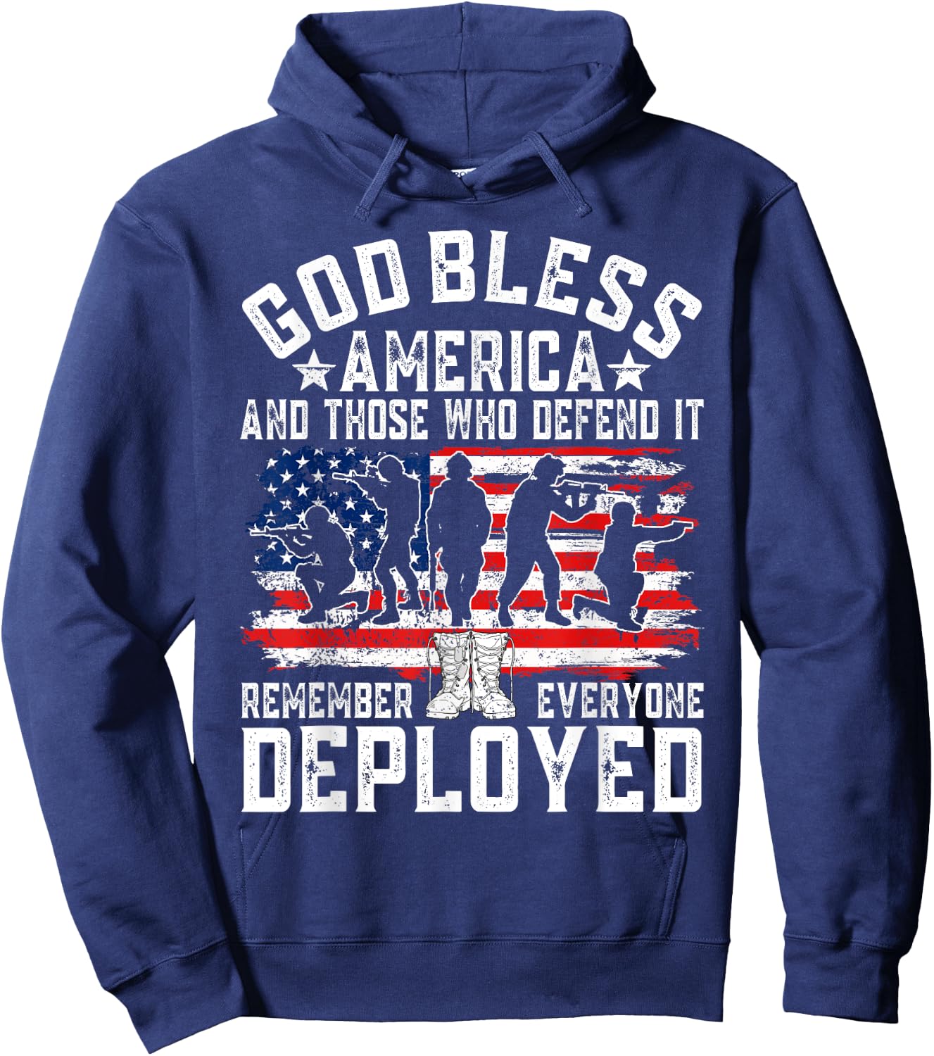 RED Friday Remember Everyone Deployed God Bless R.E.D. Hoodie - Hoodie | Navy