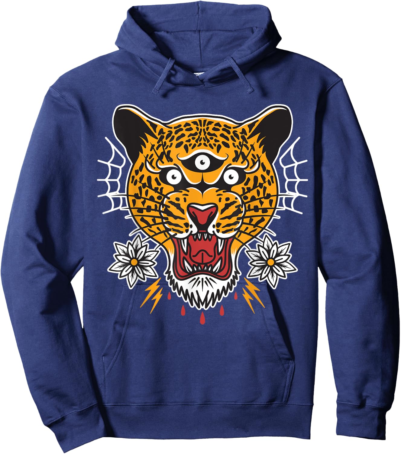 Vintage American Traditional Tattoo Flash Ink Trendy Jaguar Hoodie - Hoodie | Navy