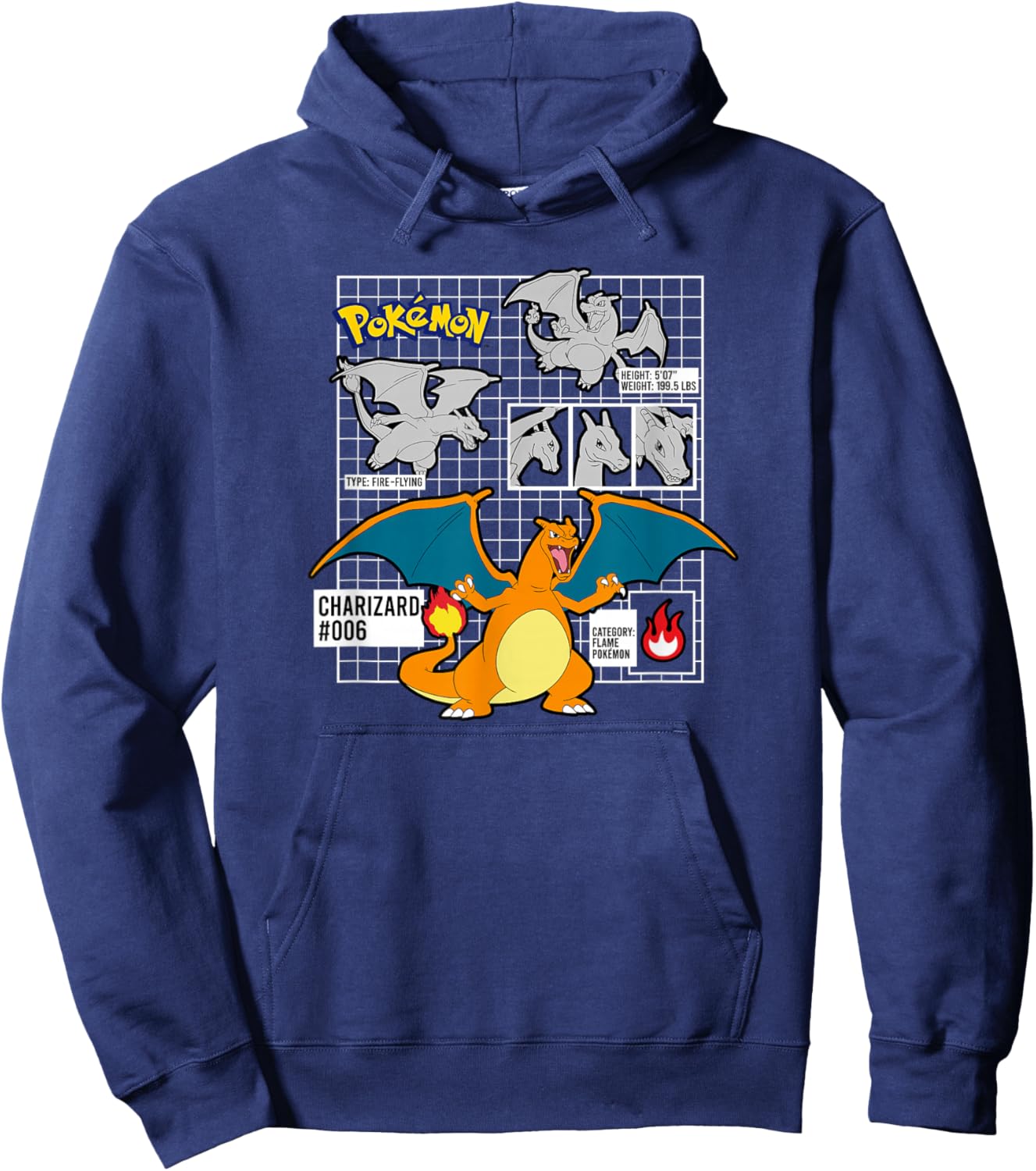 Pokémon Charizard 006 Schematic Poster Hoodie - Hoodie | Navy