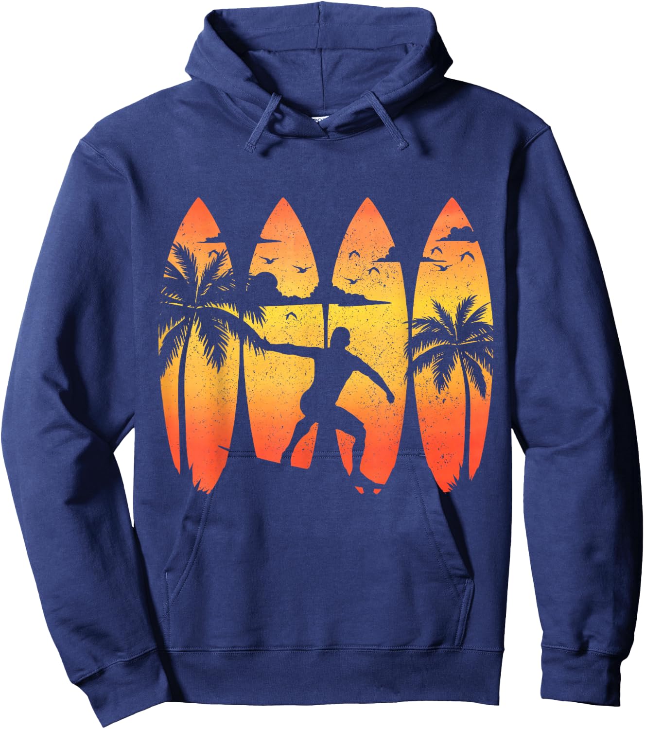 Surfer Surfboard Vintage Surfing Beach Summer Surf Hoodie - Hoodie | Navy