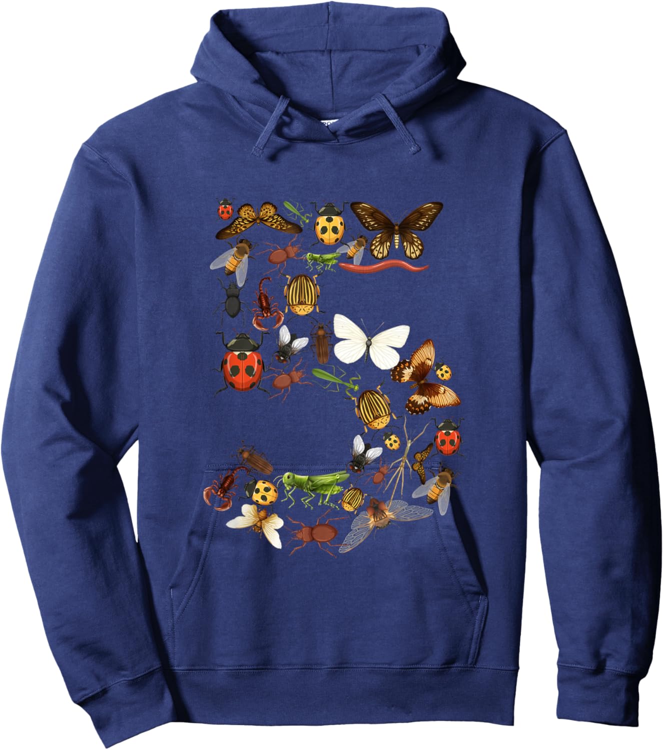 Kids 5th Birthday Bugs Insects Beetles Boys Girls 5 Year Old Hoodie - Hoodie | Navy