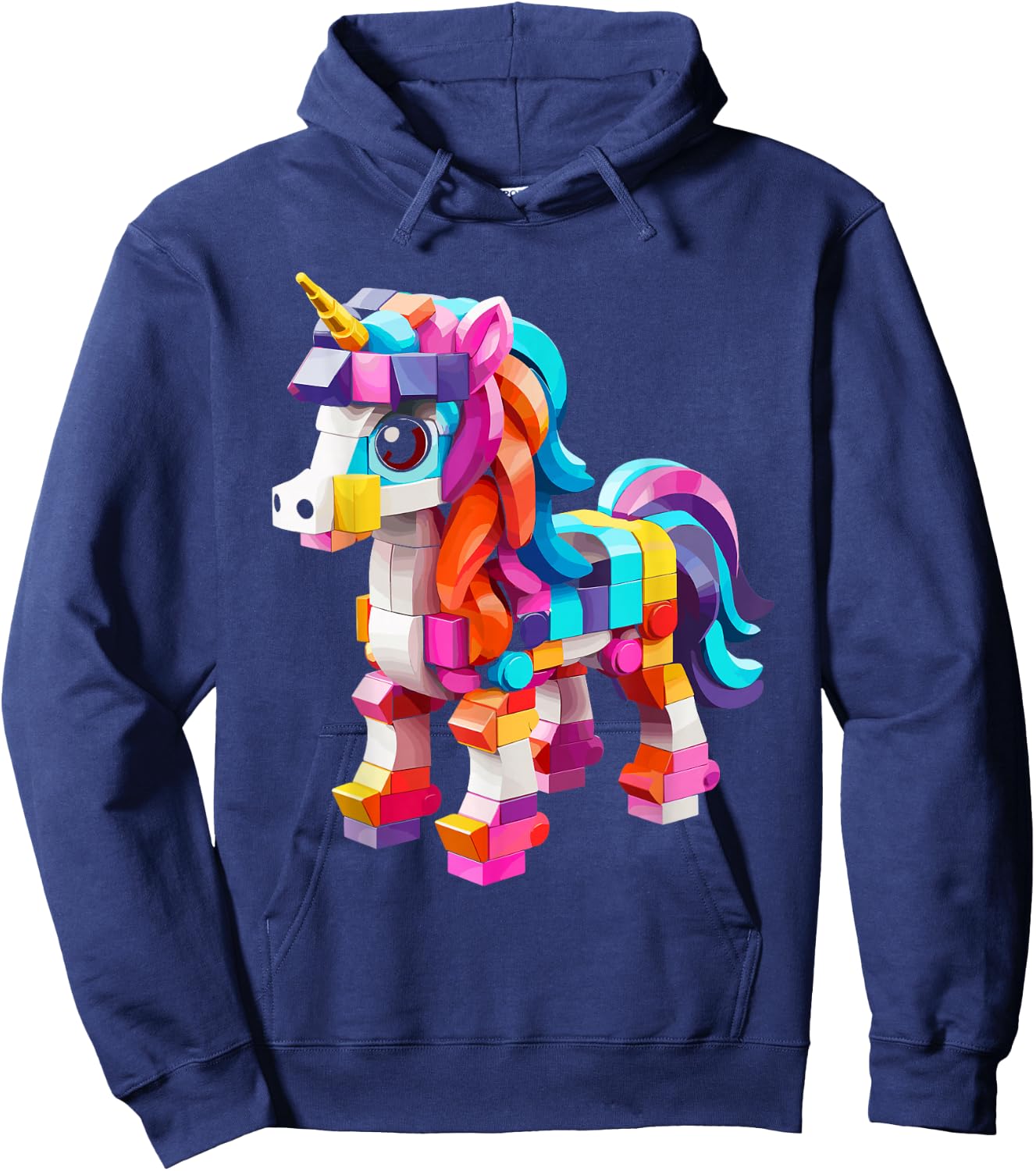 Master Builder Bricks Blocks Play Toys Unicorn Hoodie - Hoodie | Navy