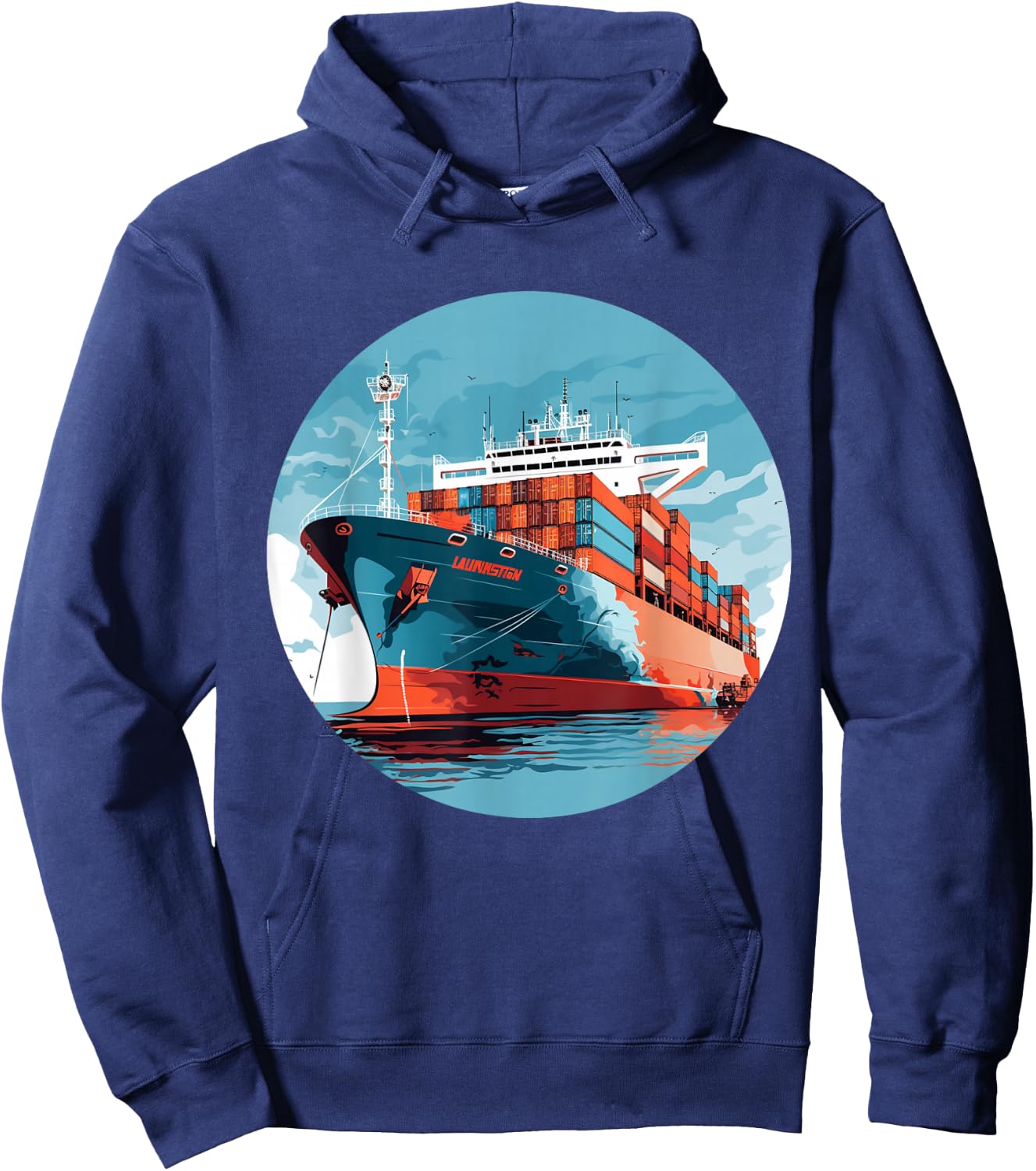 Big Transport Ship for Cargo Container Ships Lovers Hoodie - Hoodie | Navy
