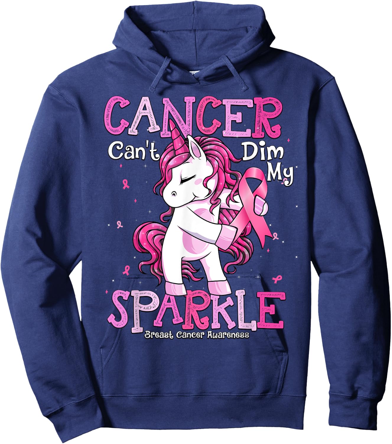 Breast Cancer Support Shirt Breast Cancer Awareness Unicorn Hoodie - Hoodie | Navy