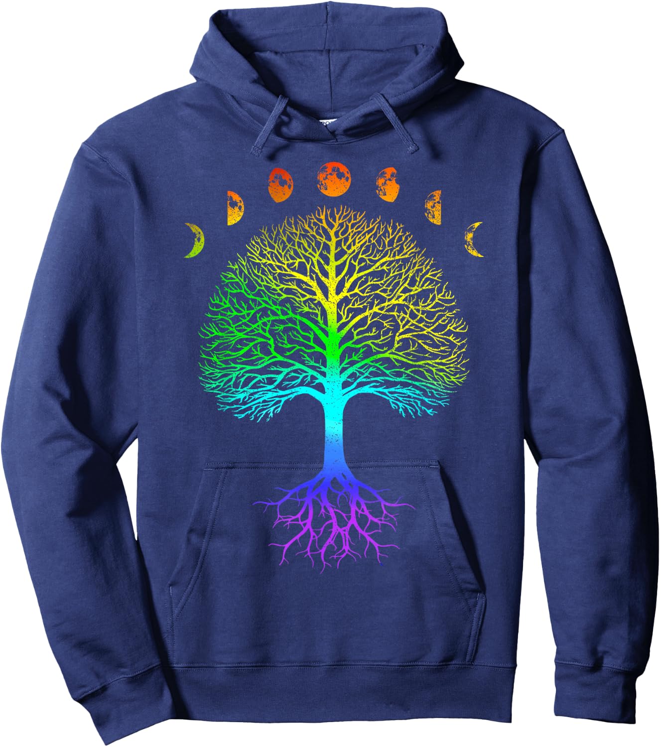 Tree of Life Phases of the Moon Vintage Retro Yoga Gift Hoodie - Hoodie | Navy