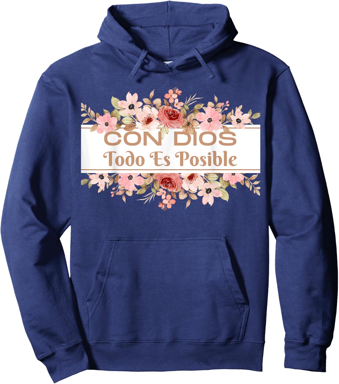 Christian Bible Verse in Spanish Con Dios Todo Es Posible Hoodie - Hoodie | Navy