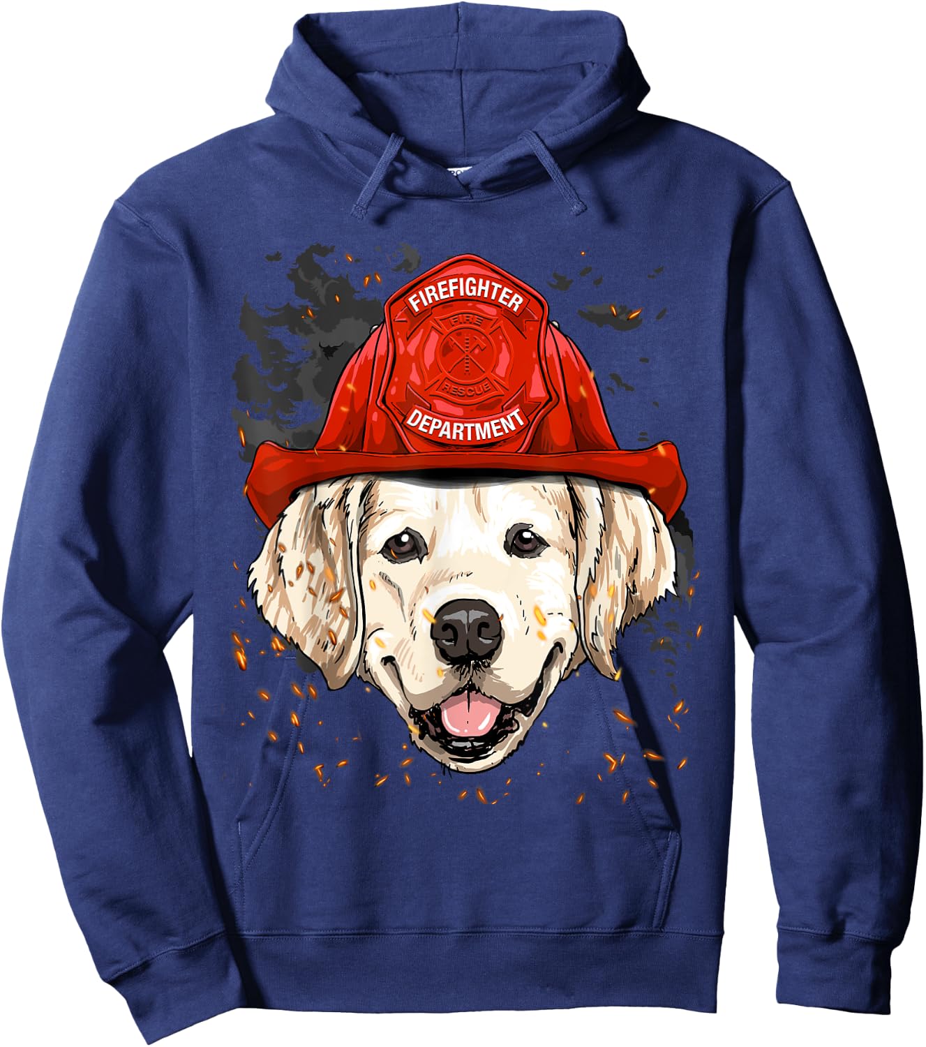 Firefighter Golden Retriever Fire Department Fireman Pet Dog Hoodie - Hoodie | Navy