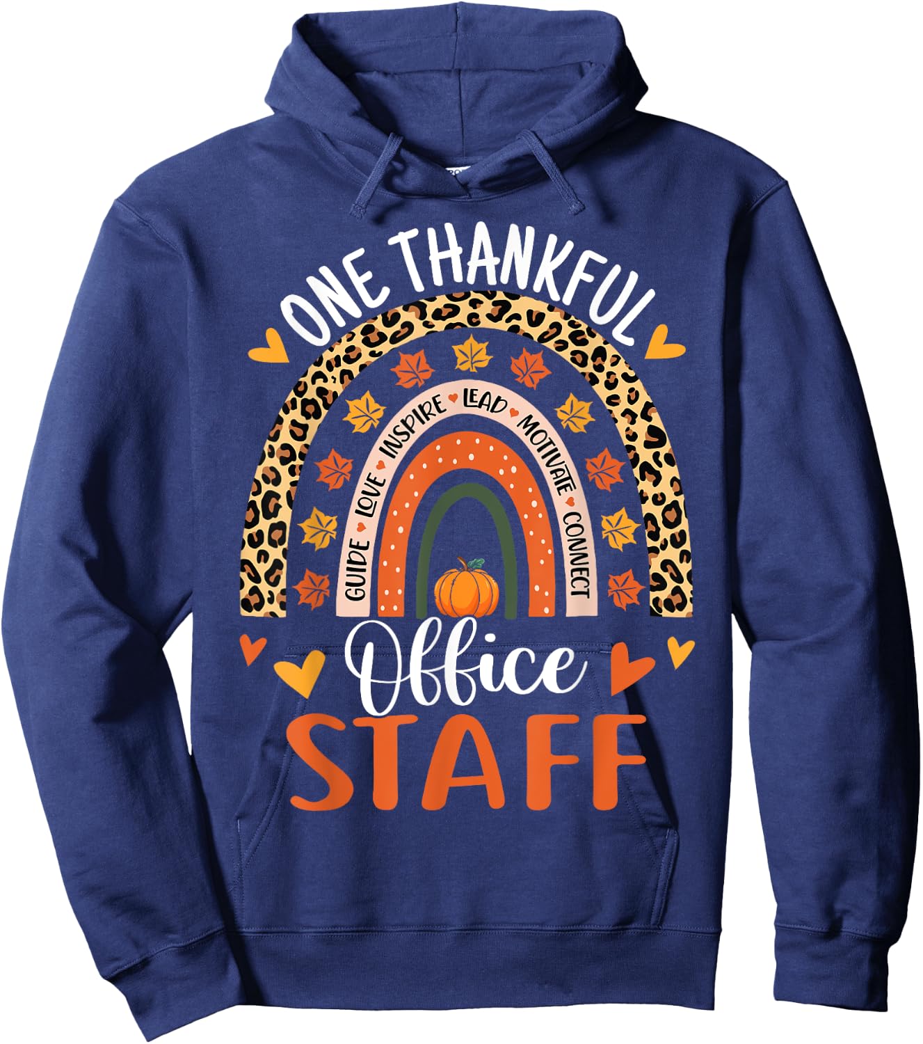 Thankful Office Staff Thanksgiving School Secretary Office Hoodie - Hoodie | Navy