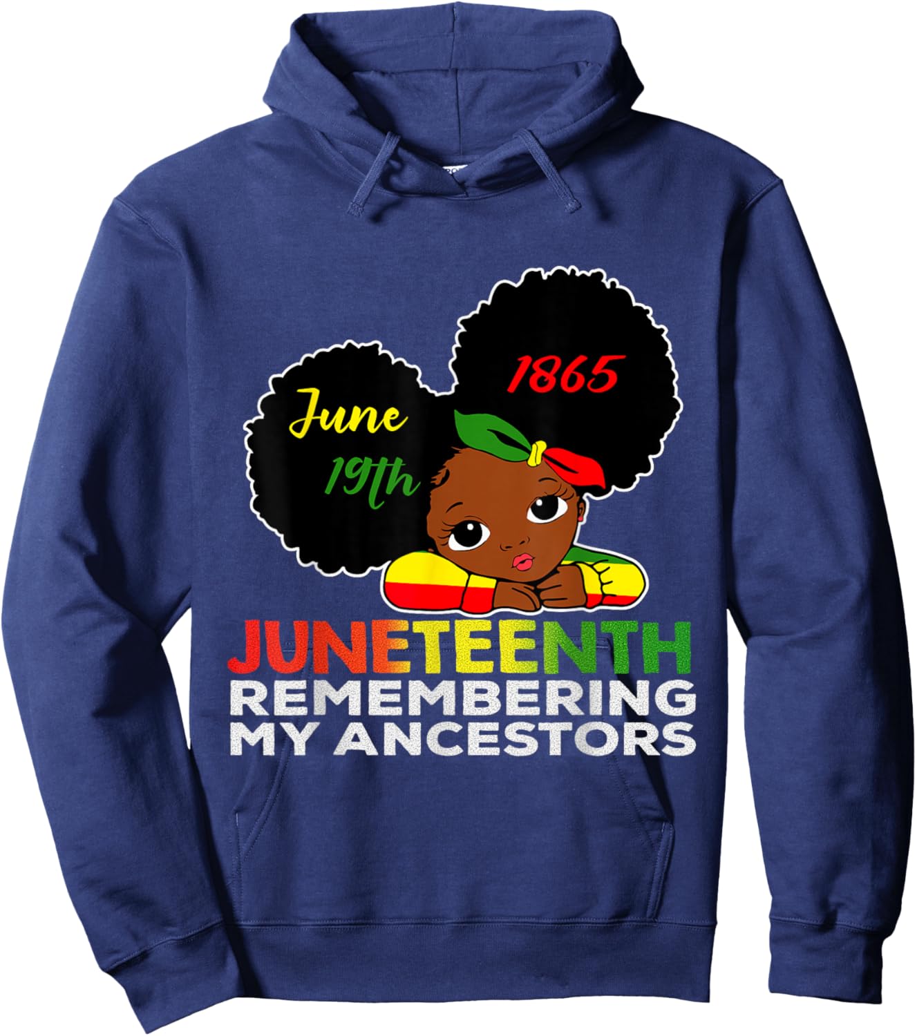 Little Miss Juneteenth Remembering My Ancestors Black Girl Hoodie - Hoodie | Navy