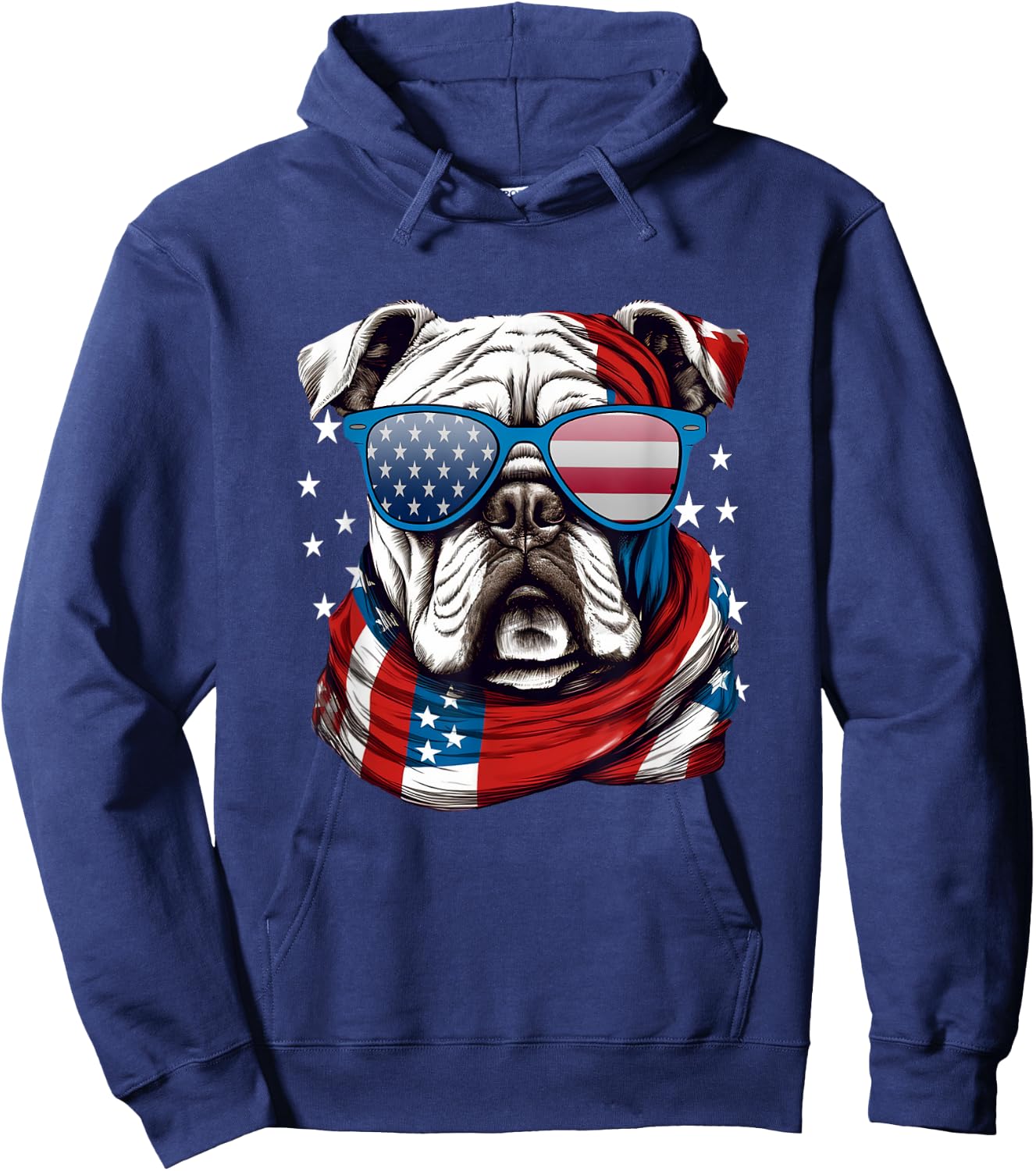 American Bulldog, USA Flag Independence 4th of July Day Hoodie - Hoodie | Navy