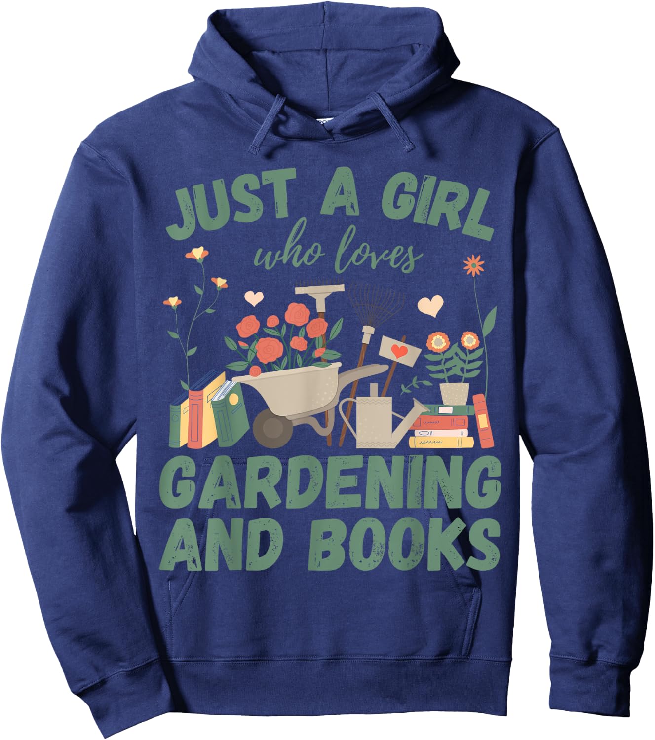 Just A Girl Who Loves Gardening & Books Reading Plants Cute Hoodie - Hoodie | Navy