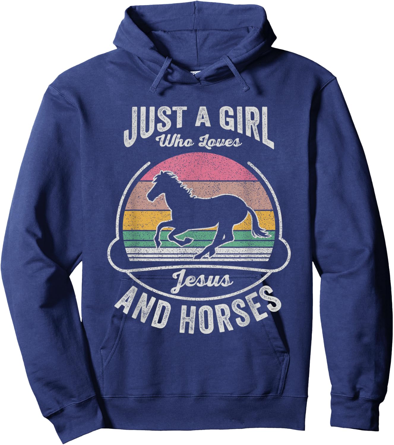 Jesus And Horse Retro Just A Girl Who Loves Jesus And Horses Hoodie - Hoodie | Navy
