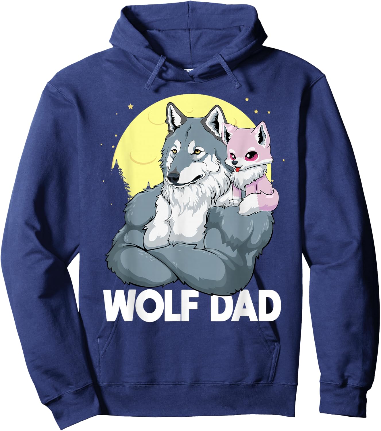 Wolf Dad With Girl Daughter For Father's Day Men Wolf Hoodie - Hoodie | Navy