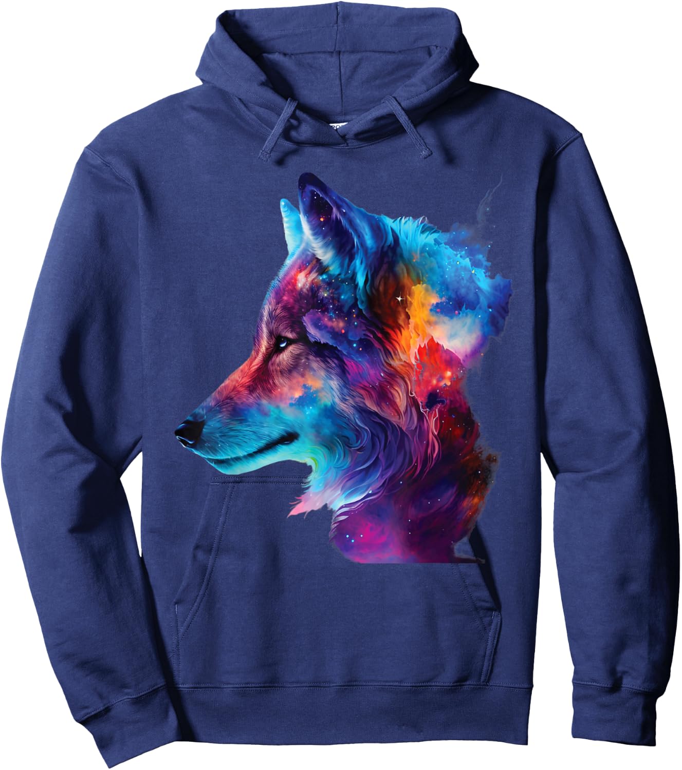 colorful wolf head art Face for lover wolves wildlife animal Hoodie - Hoodie | Navy