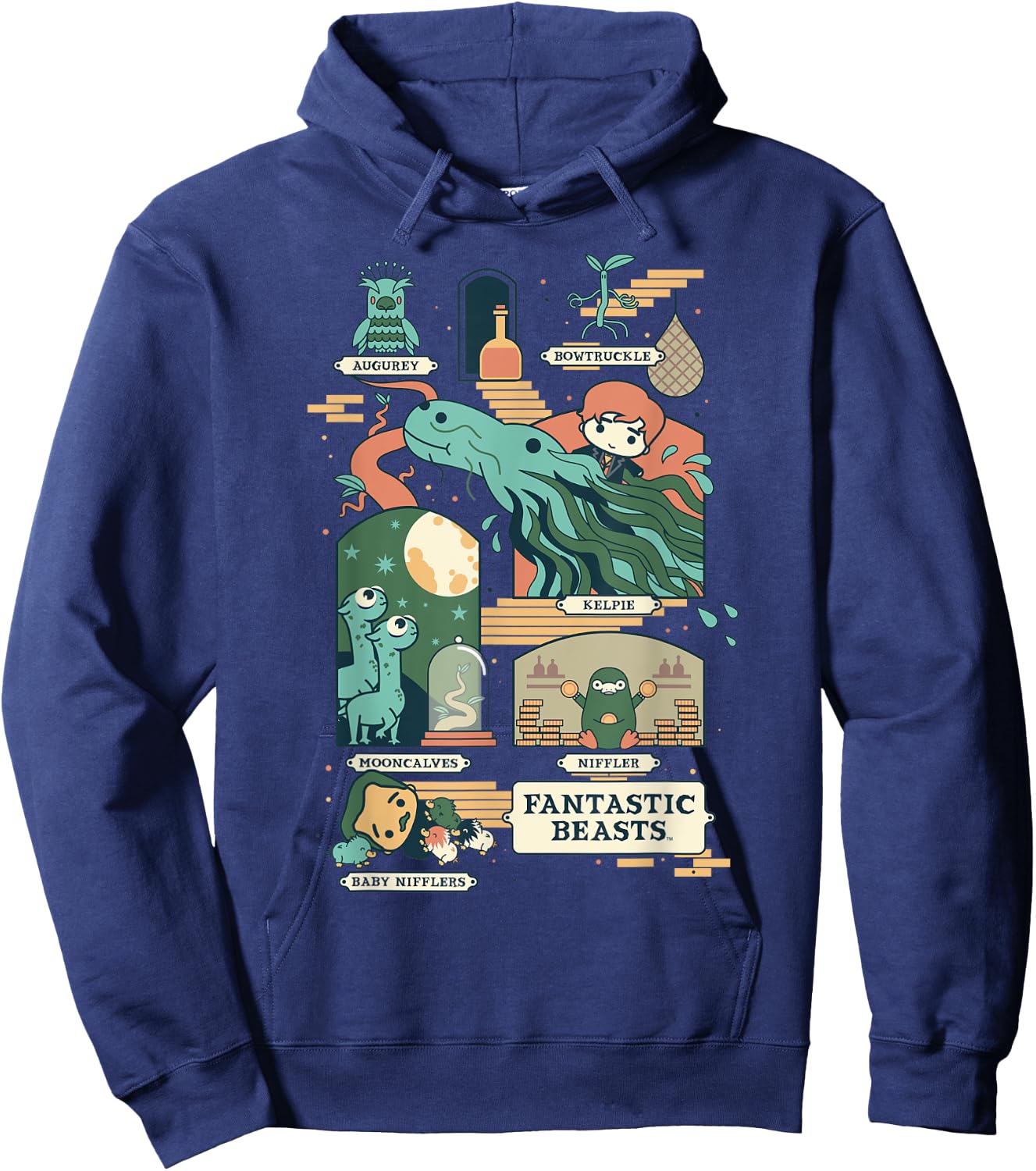 Fantastic Beasts Group Chibi Poster Front And Back Hoodie - Hoodie | Navy