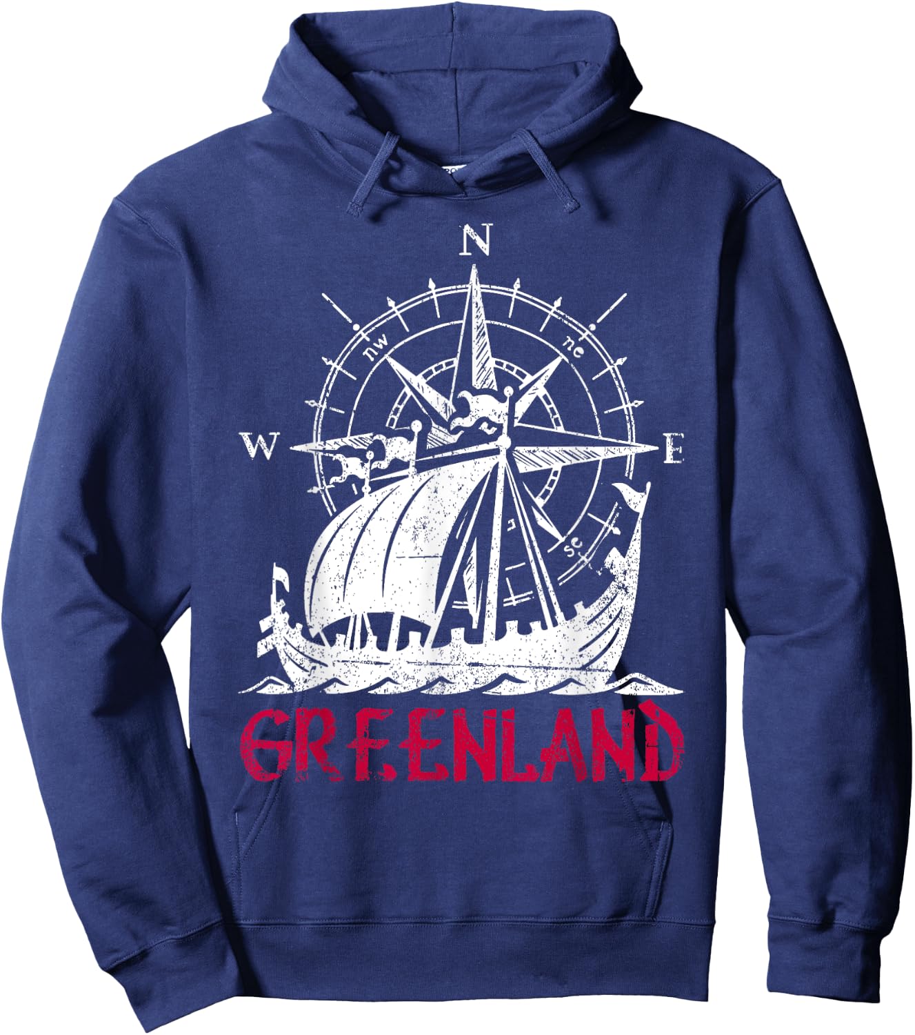 Greenland Viking Ship Compass Travel Souvenir Greenland Hoodie - Hoodie | Navy