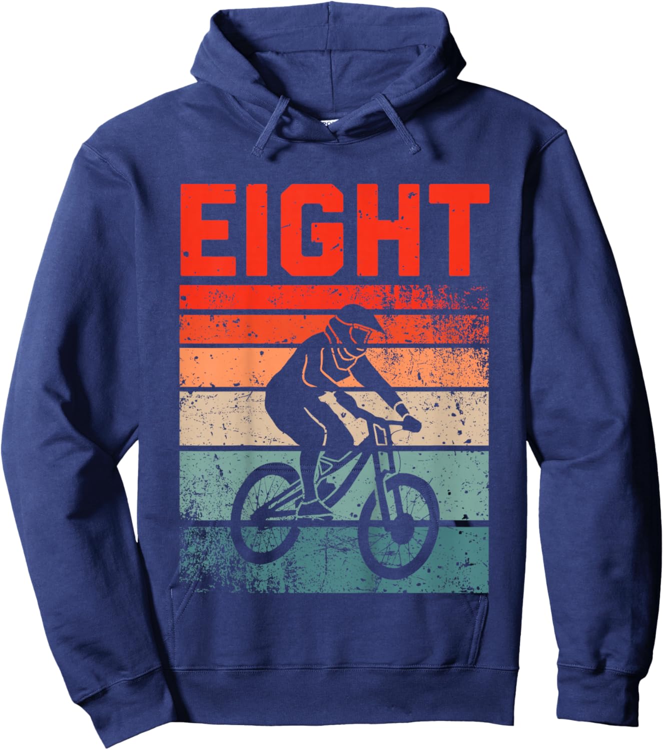 8 Year Old MTB Mountainbike Biker Birthday Boys Biking 8th Hoodie - Hoodie | Navy