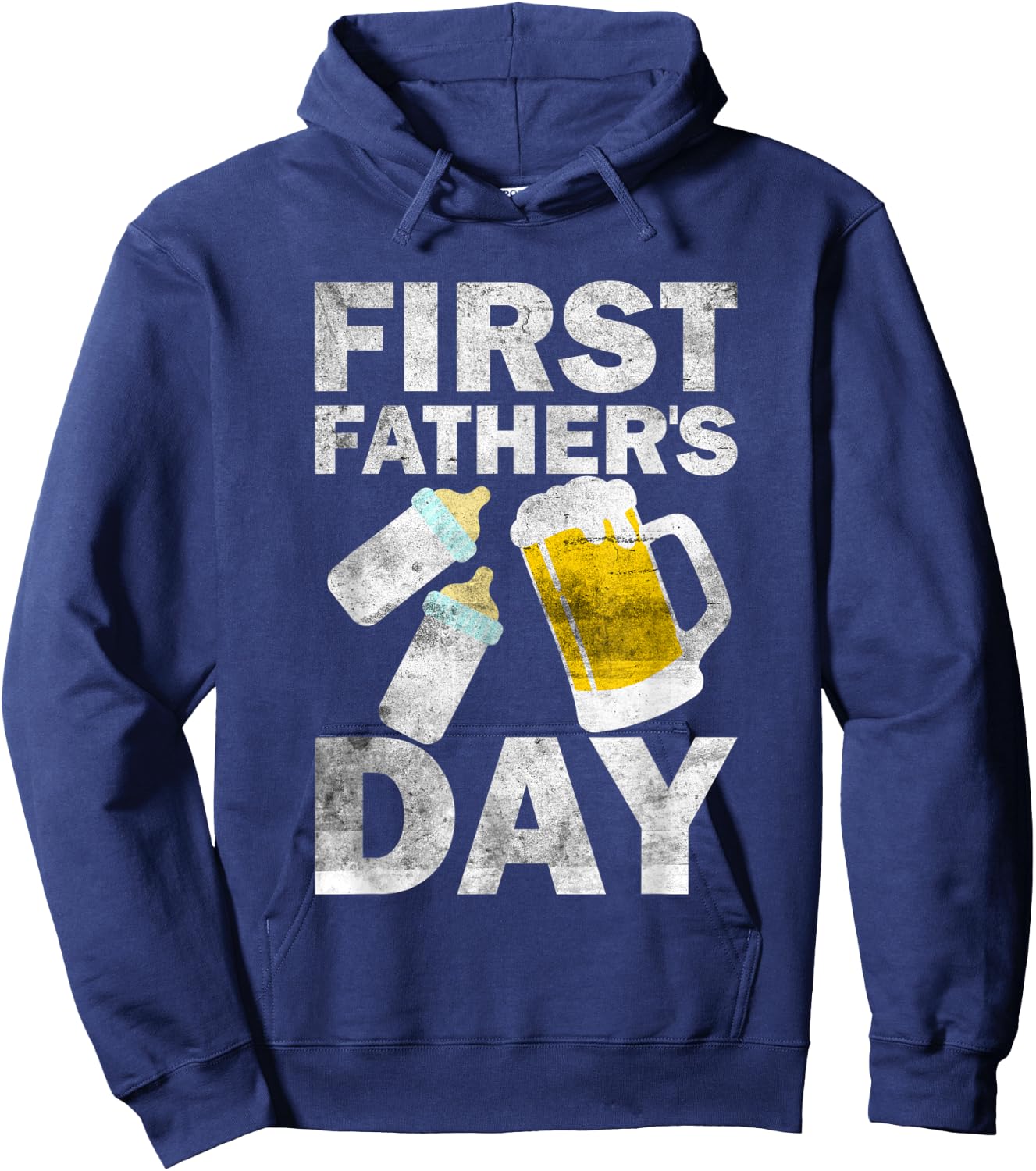 First Father's Day for Dad of Twins Beer Celebration Hoodie - Hoodie | Navy