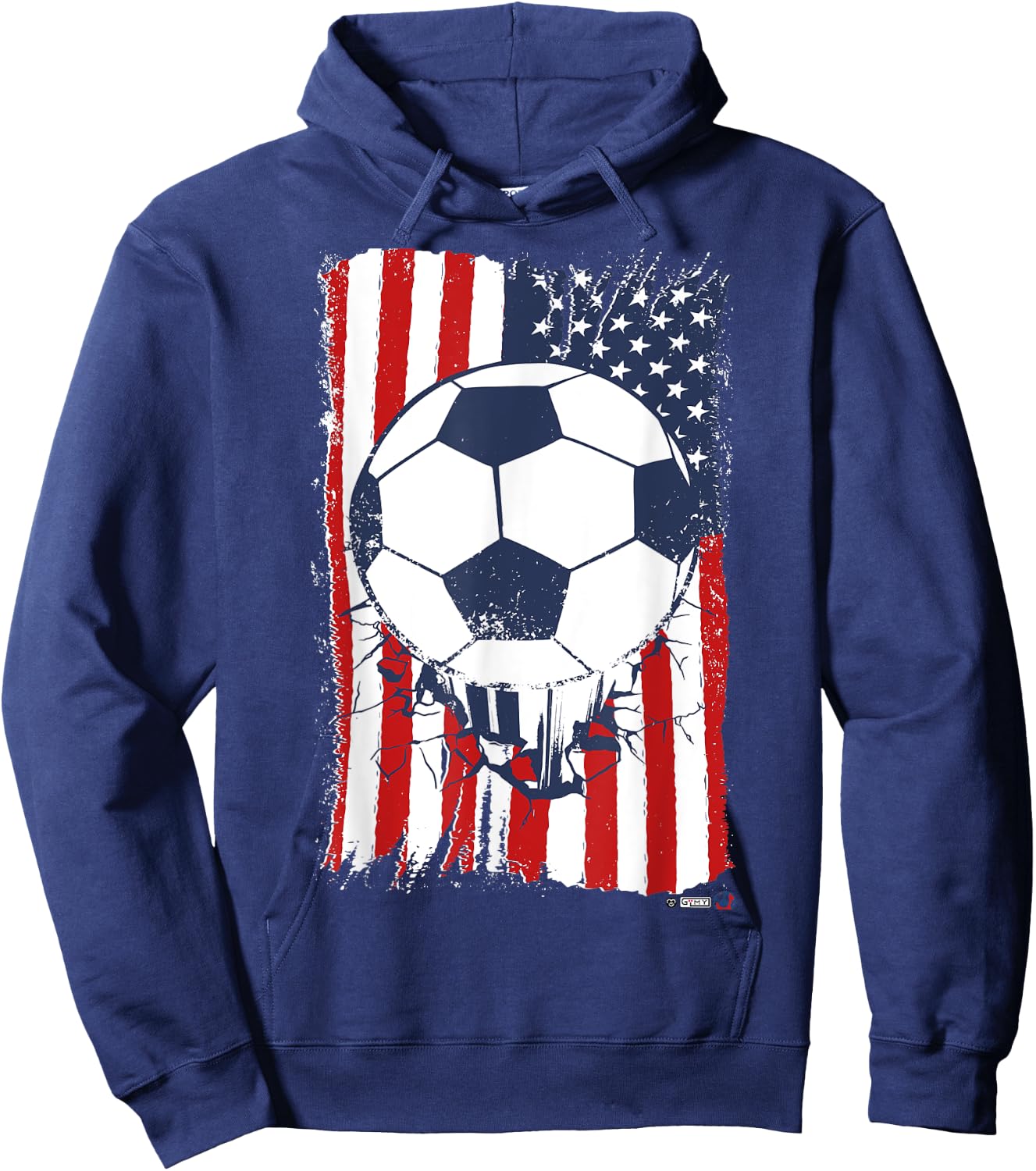 US Soccerball, USA Flag Football Hoodie - Hoodie | Navy