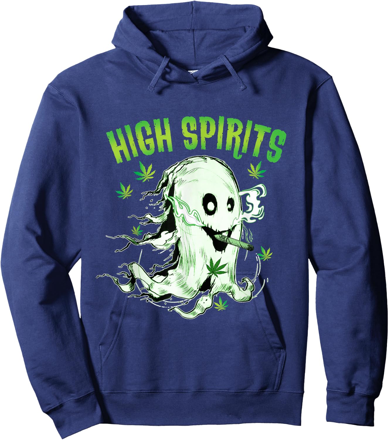 Ghost Smoking Weed Pot 420 Funny Cannabis Halloween Hoodie - Hoodie | Navy