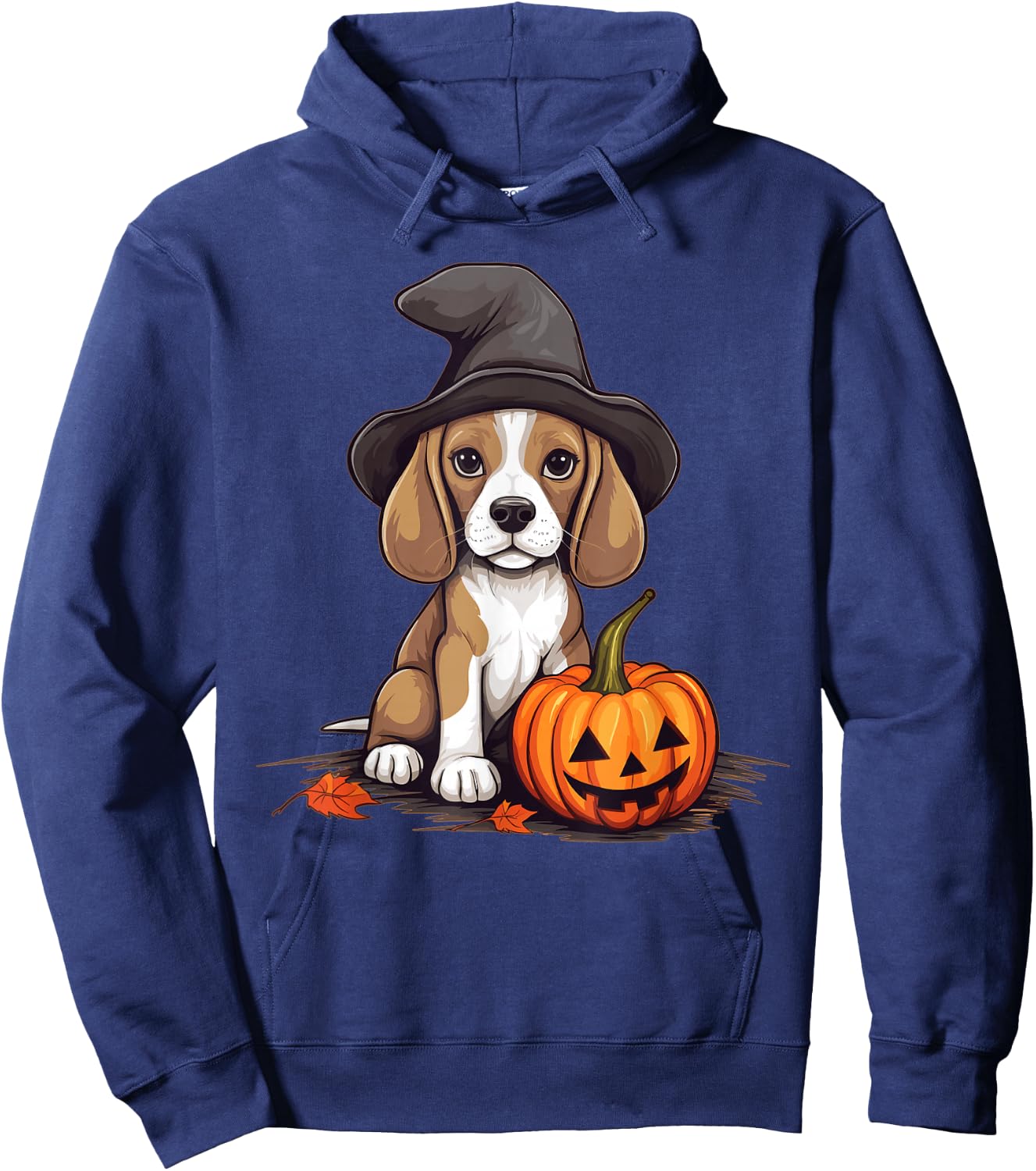 Halloween Witch Hat Pumpkin Dog Beagle Hoodie - Hoodie | Navy