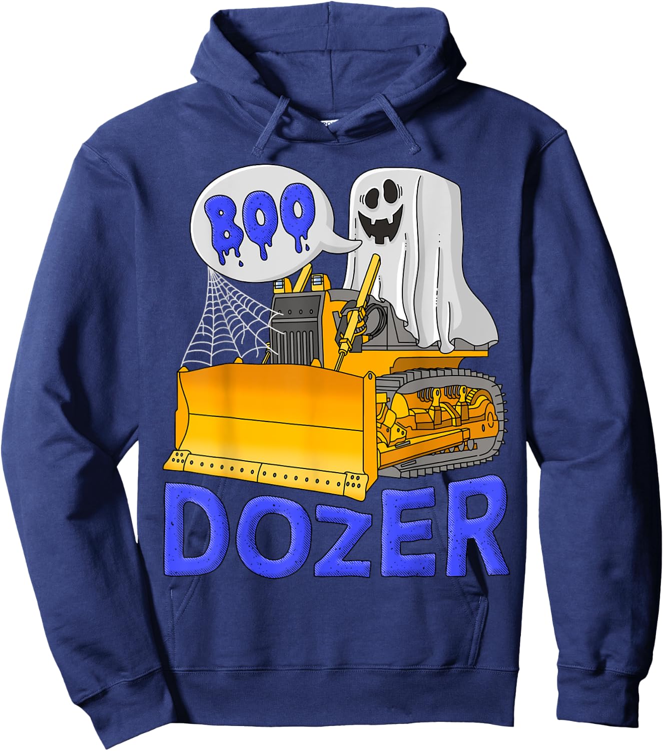 Bulldozer Halloween; Boo Dozer Kids Construction Truck Hoodie - Hoodie | Navy