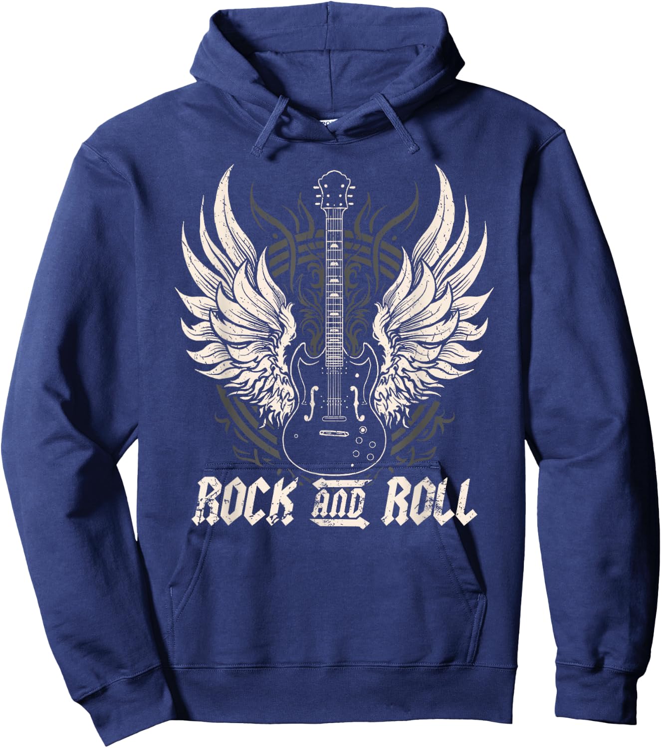 Rock and Roll Guitar Vintage ROCK Music Hoodie - Hoodie | Navy