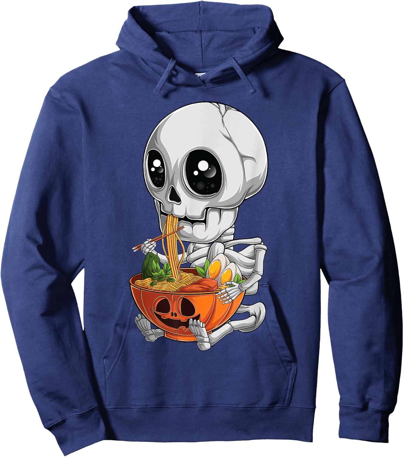 kawaii japanese anime Skeleton Halloween ramen Food Lovers Hoodie - Hoodie | Navy