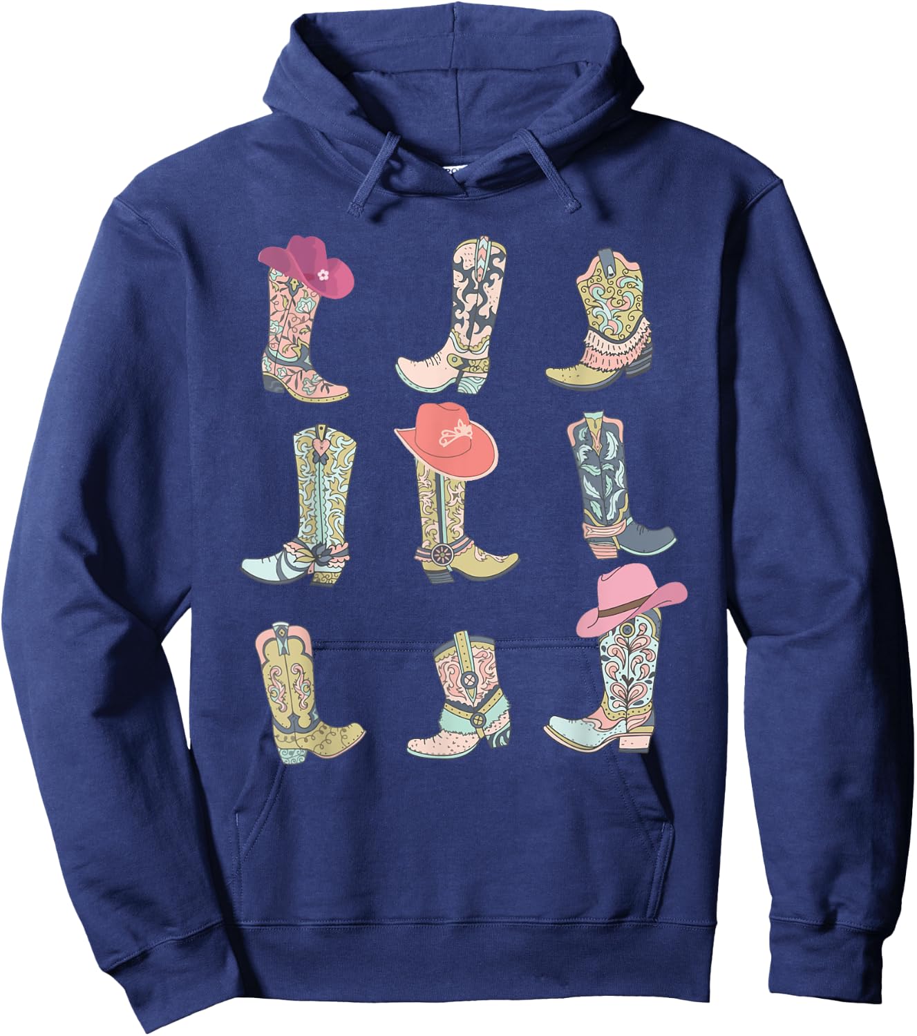 Cowgirl Boots Let's Go Girls Howdy Western Cowgirl Cowboy Hoodie - Hoodie | Navy