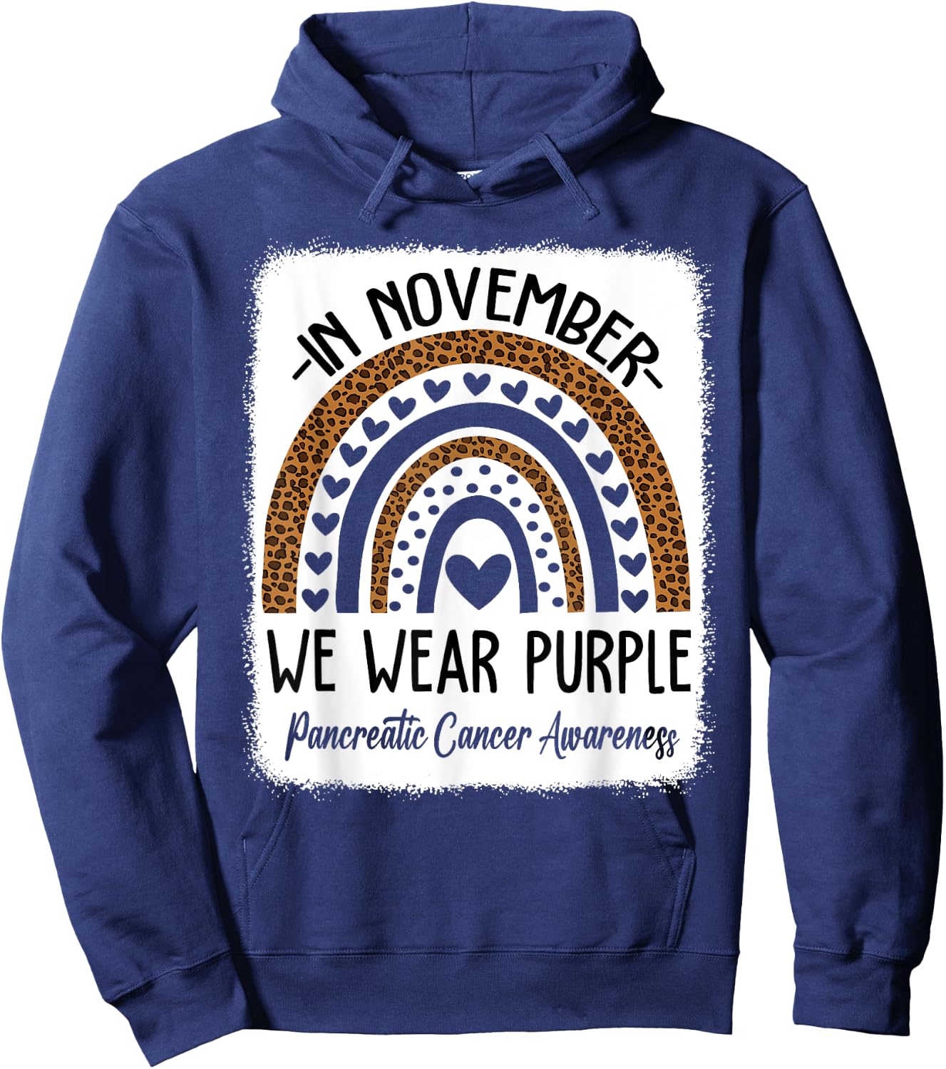 Rainbow November We Wear Purple Pancreatic Cancer Awareness Hoodie - Hoodie | Navy