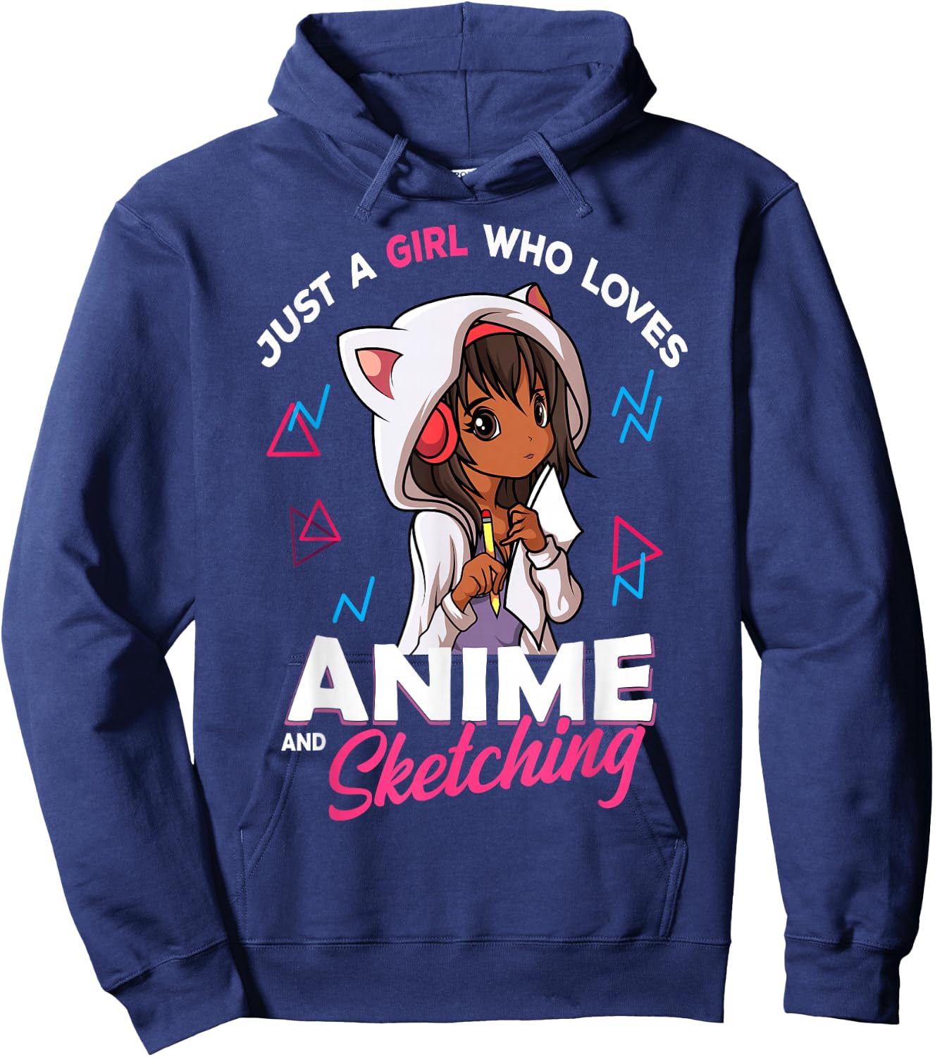 Just A Girl Who Loves Anime and Sketching Anime Merch Stuff Hoodie - Hoodie | Navy