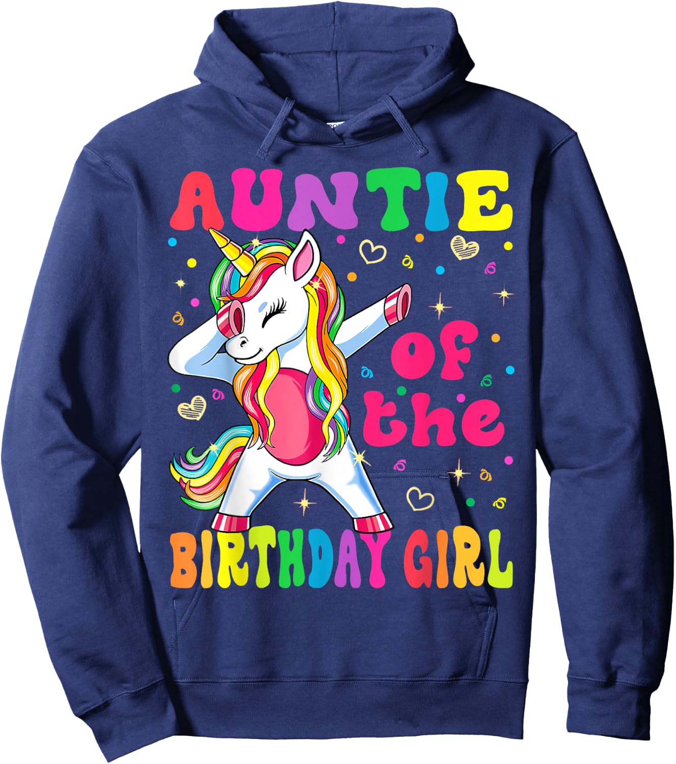 Auntie of the Birthday Princess Girl Dabbing Unicorn Hoodie - Hoodie | Navy