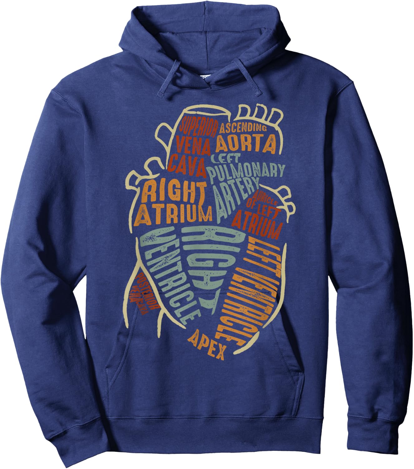 Parts Of Heart Cardiology Men Women Anatomical Cardiac Hoodie - Hoodie | Navy